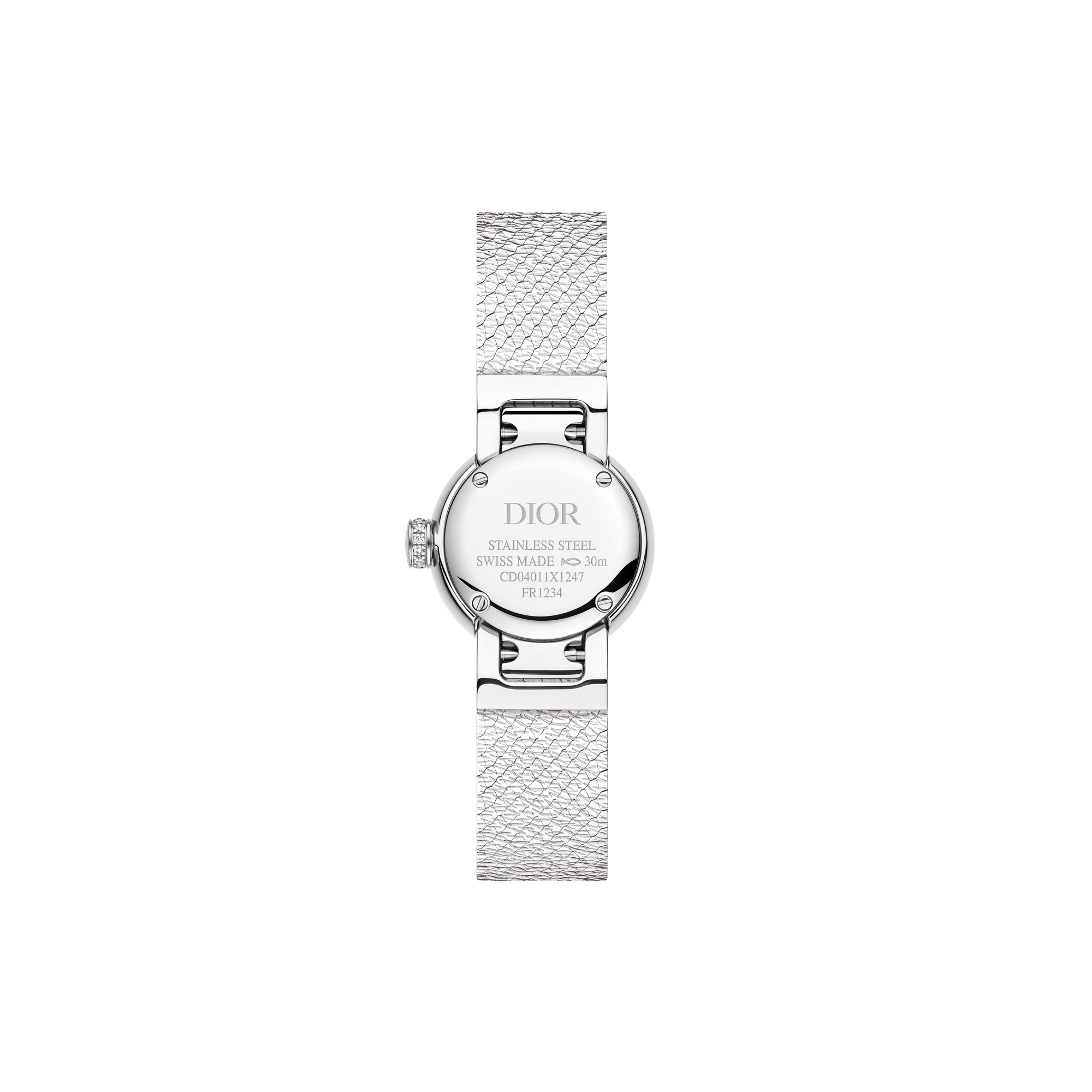 La Mini D My Dior 腕表 直径 19 毫米，钢和钻石 E07