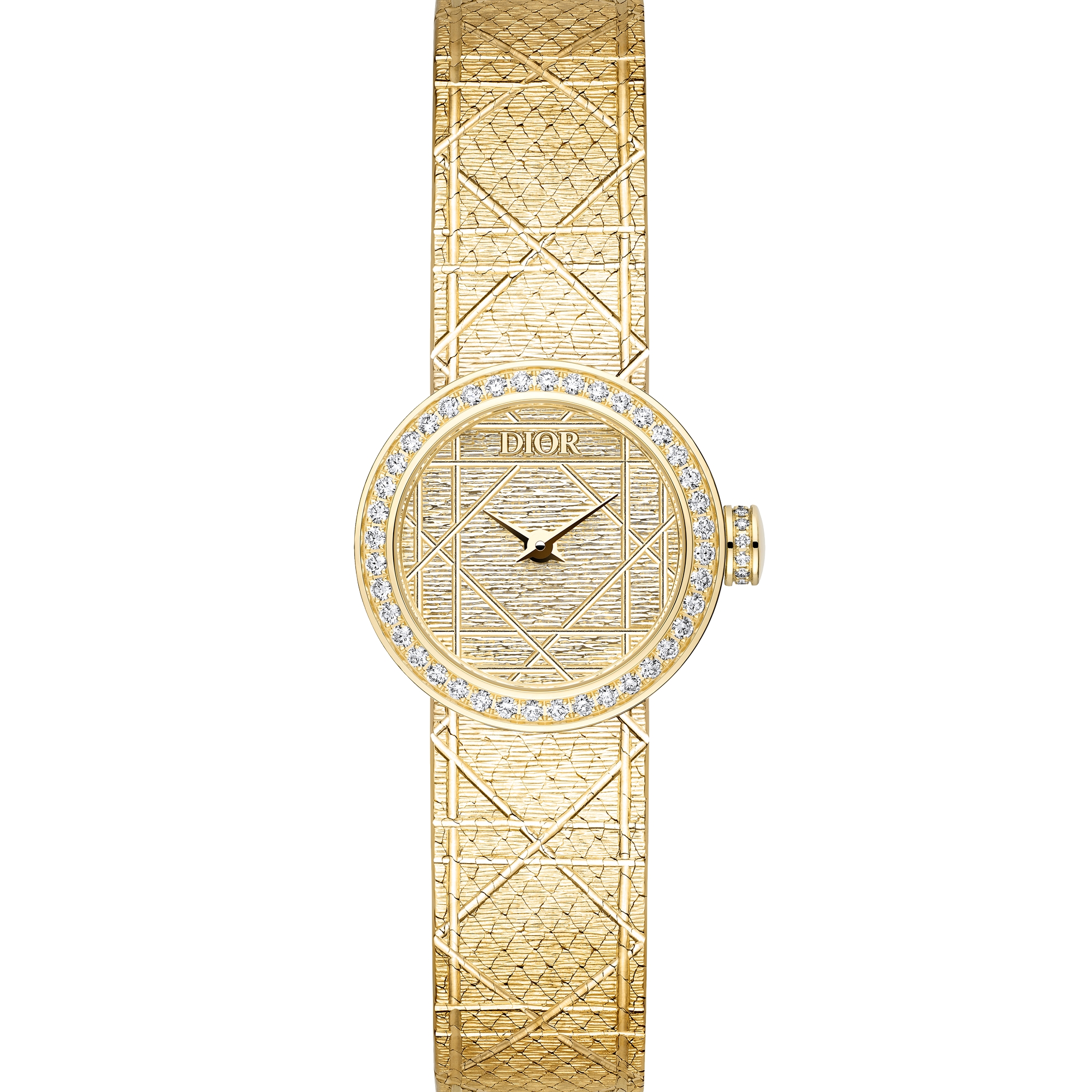 La Mini D My Dior 腕表 直径 19 毫米，黄色 18K 金和钻石 E06