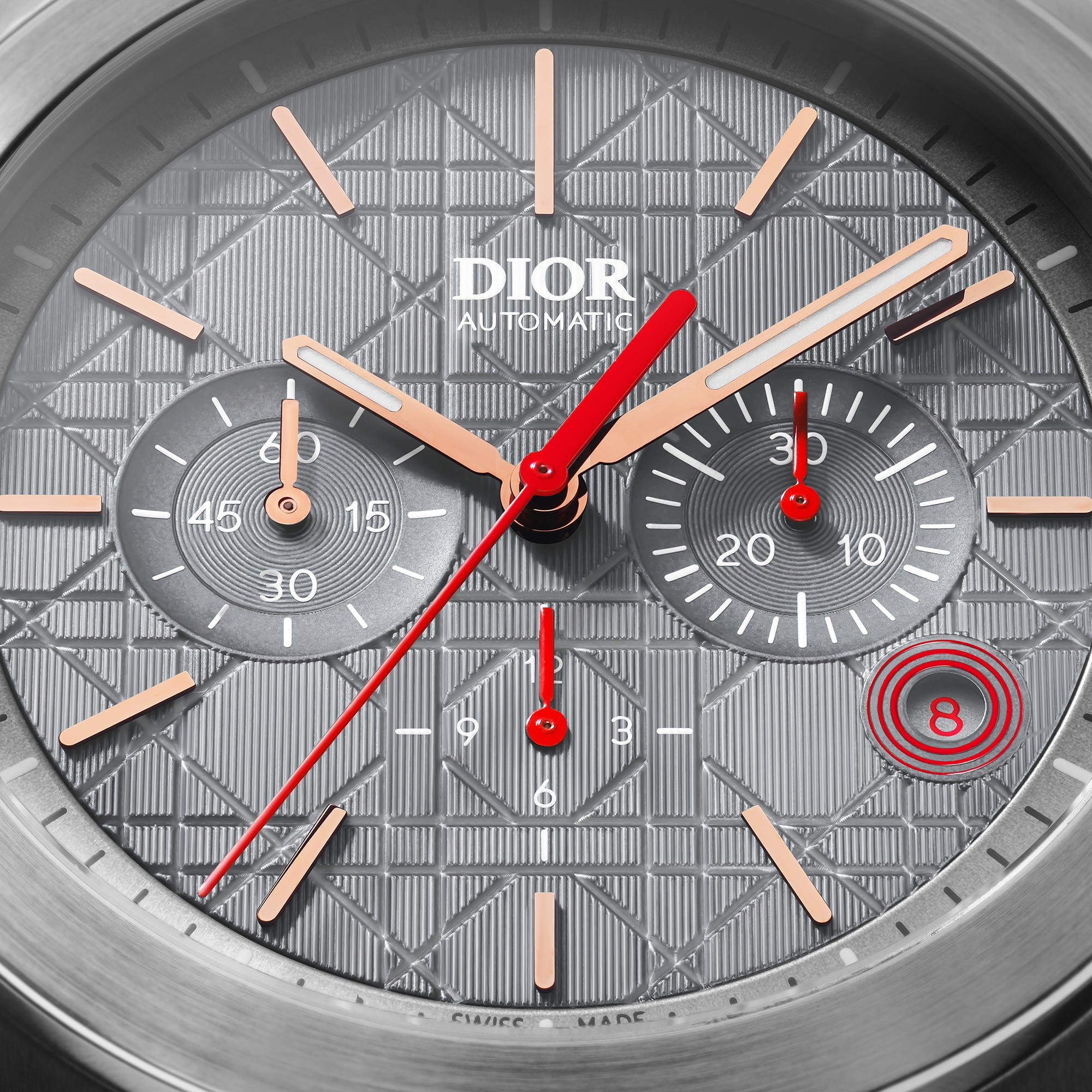 Chiffre Rouge 计时码表 直径 41 毫米，自动上链，钢、玫瑰色 18K 金保护边框 E06