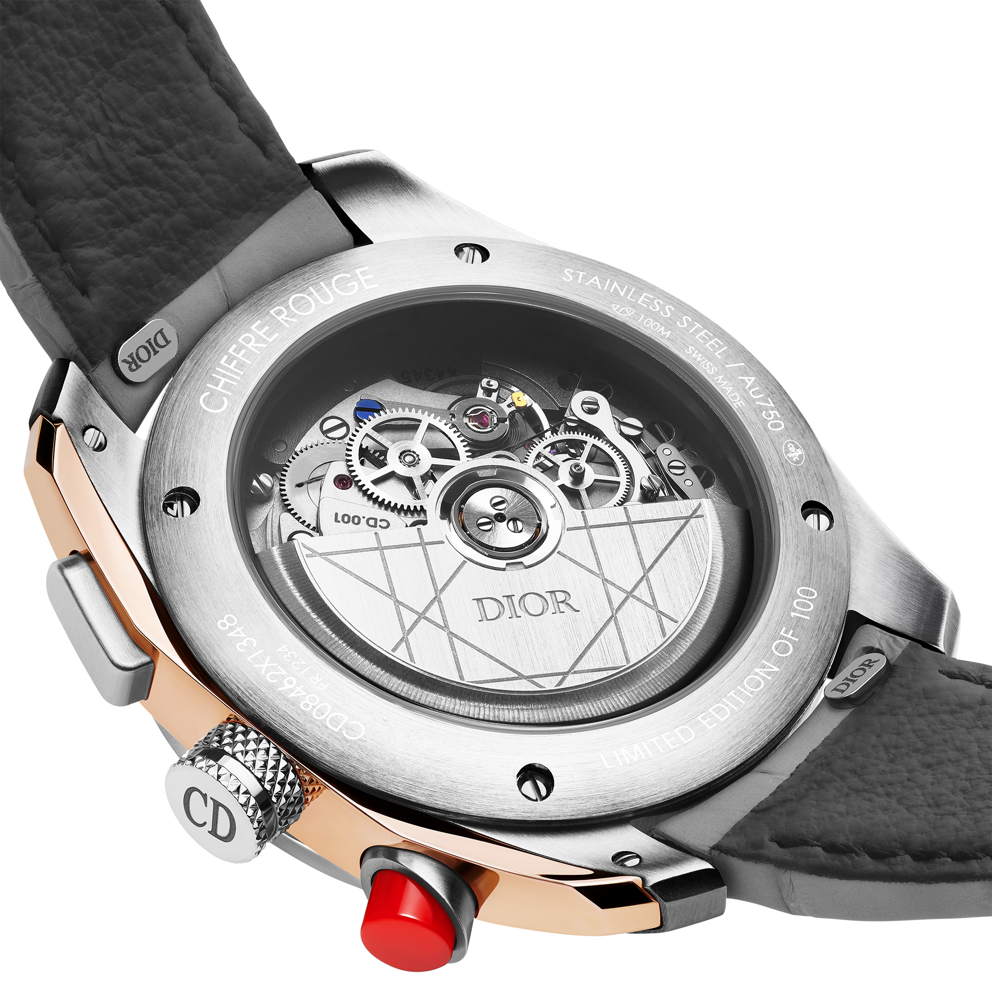 Chiffre Rouge 计时码表 直径 41 毫米，自动上链，钢、玫瑰色 18K 金保护边框 E08