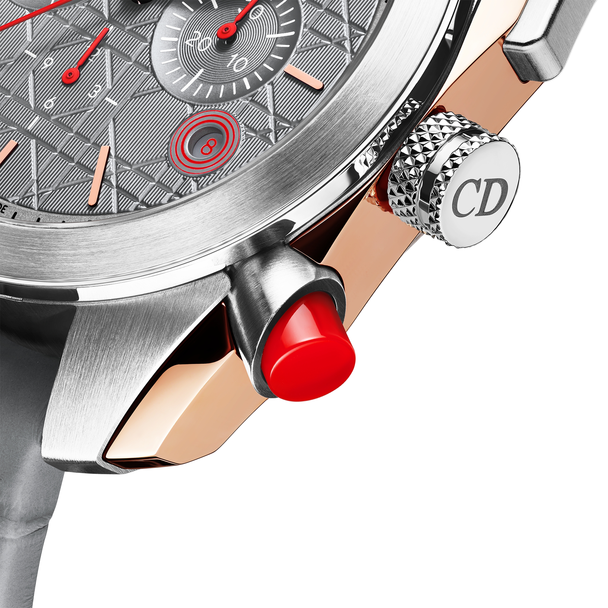 Chiffre Rouge 计时码表 直径 41 毫米，自动上链，钢、玫瑰色 18K 金保护边框 E13