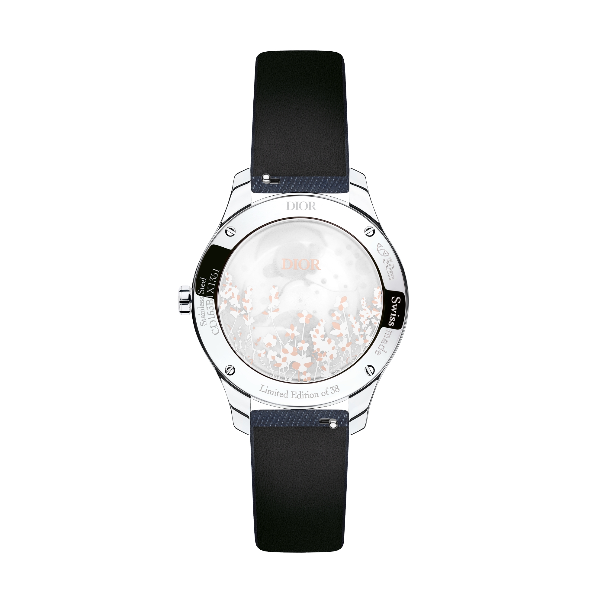 Dior Grand Bal Broderie Florale 腕表 直径 36 毫米，自动上链机芯，钢、白色 18K 金、粉色珍珠母贝和钻石 E07