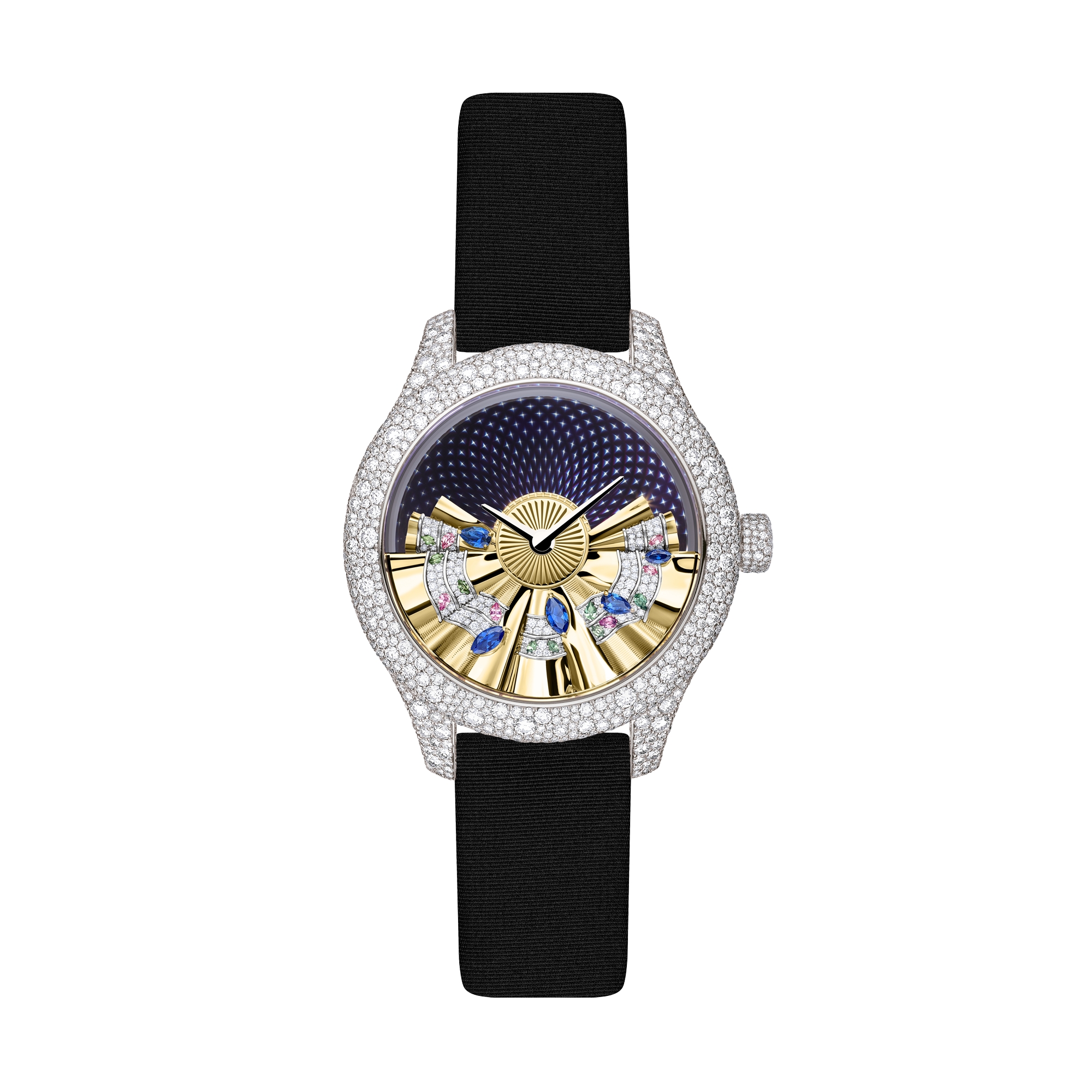 Dior Grand Bal de Printemps N°5 腕表 直径 36 毫米，白色 18K 金、钻石和石饰，自动上链机芯 E10