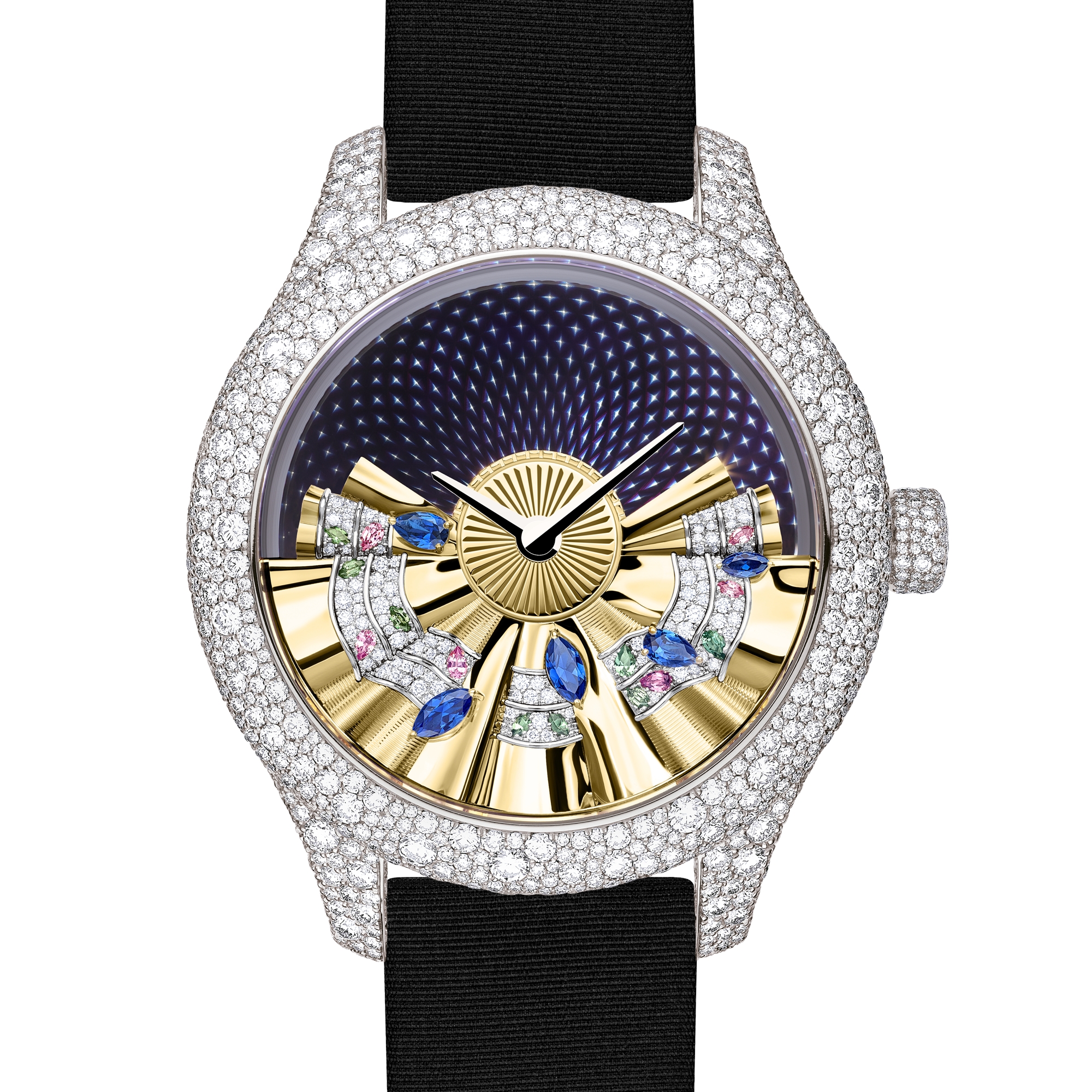 Dior Grand Bal de Printemps N°5 腕表 直径 36 毫米，白色 18K 金、钻石和石饰，自动上链机芯 E11