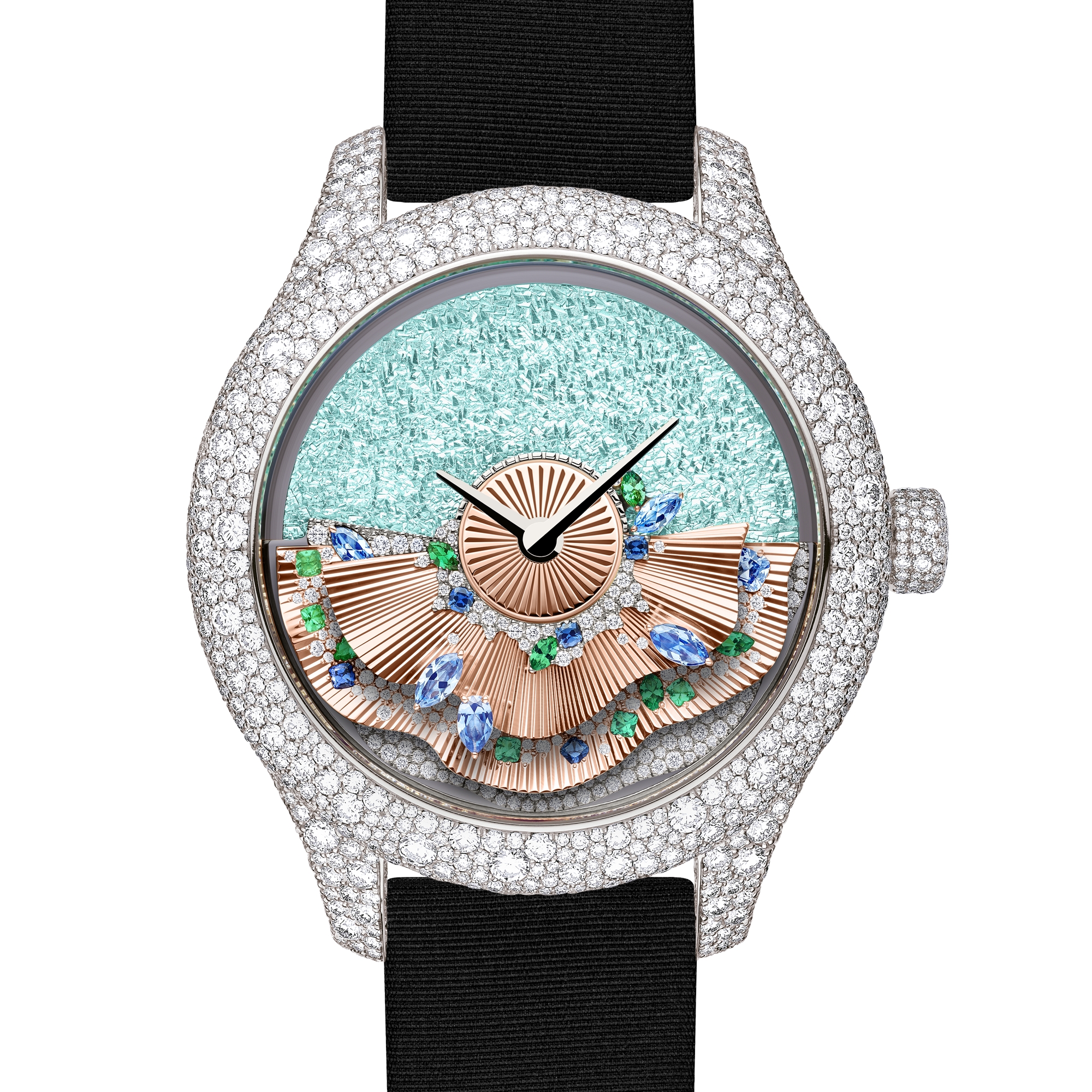 Dior Grand Bal de Printemps N°7 腕表  直径 36 毫米，白色 18K 金、钻石和石饰，自动上链机芯 E11