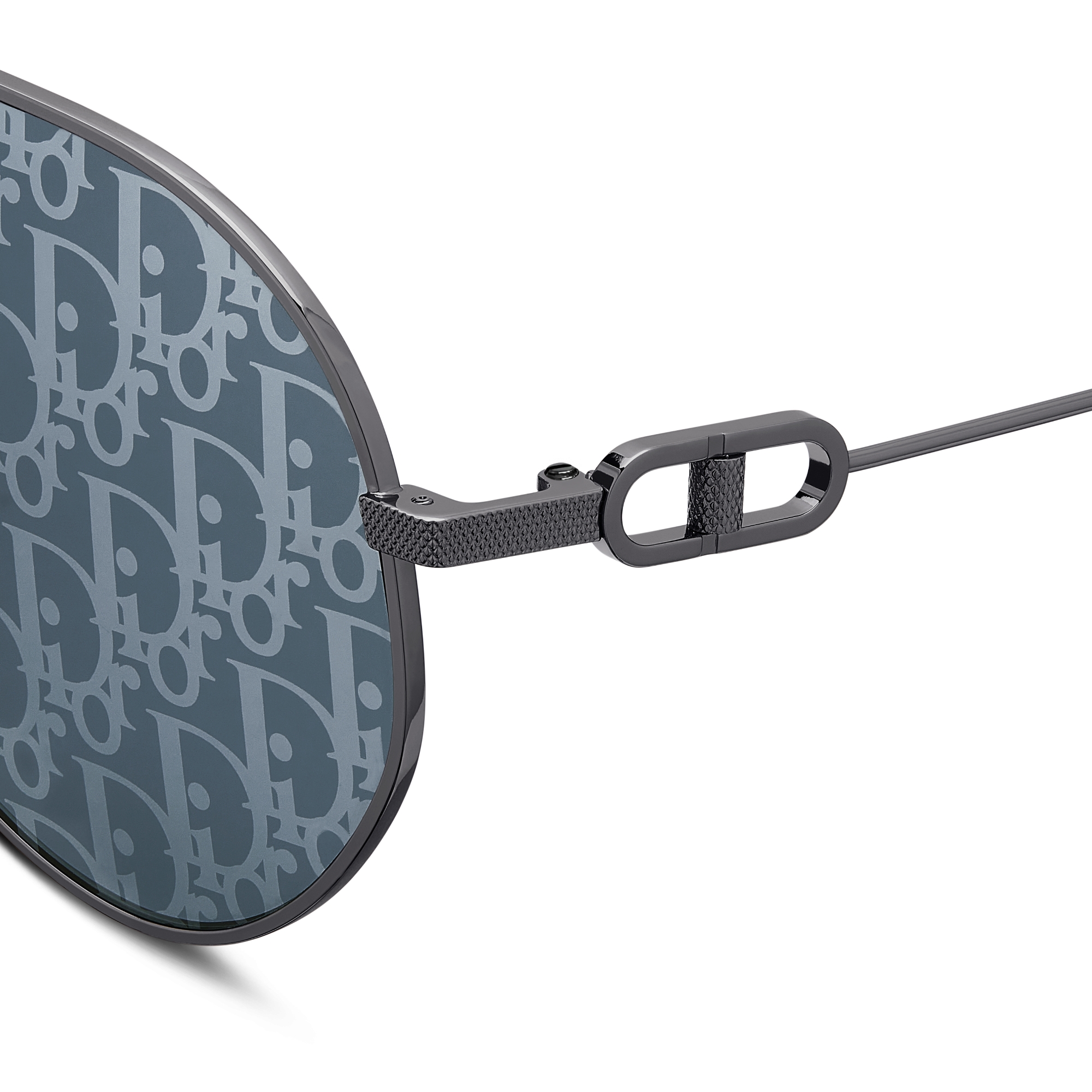 CD Link A1U 太阳眼镜 蓝色镜片银色调镜面效果 Dior Oblique 图案飞行员造型镜框 E09