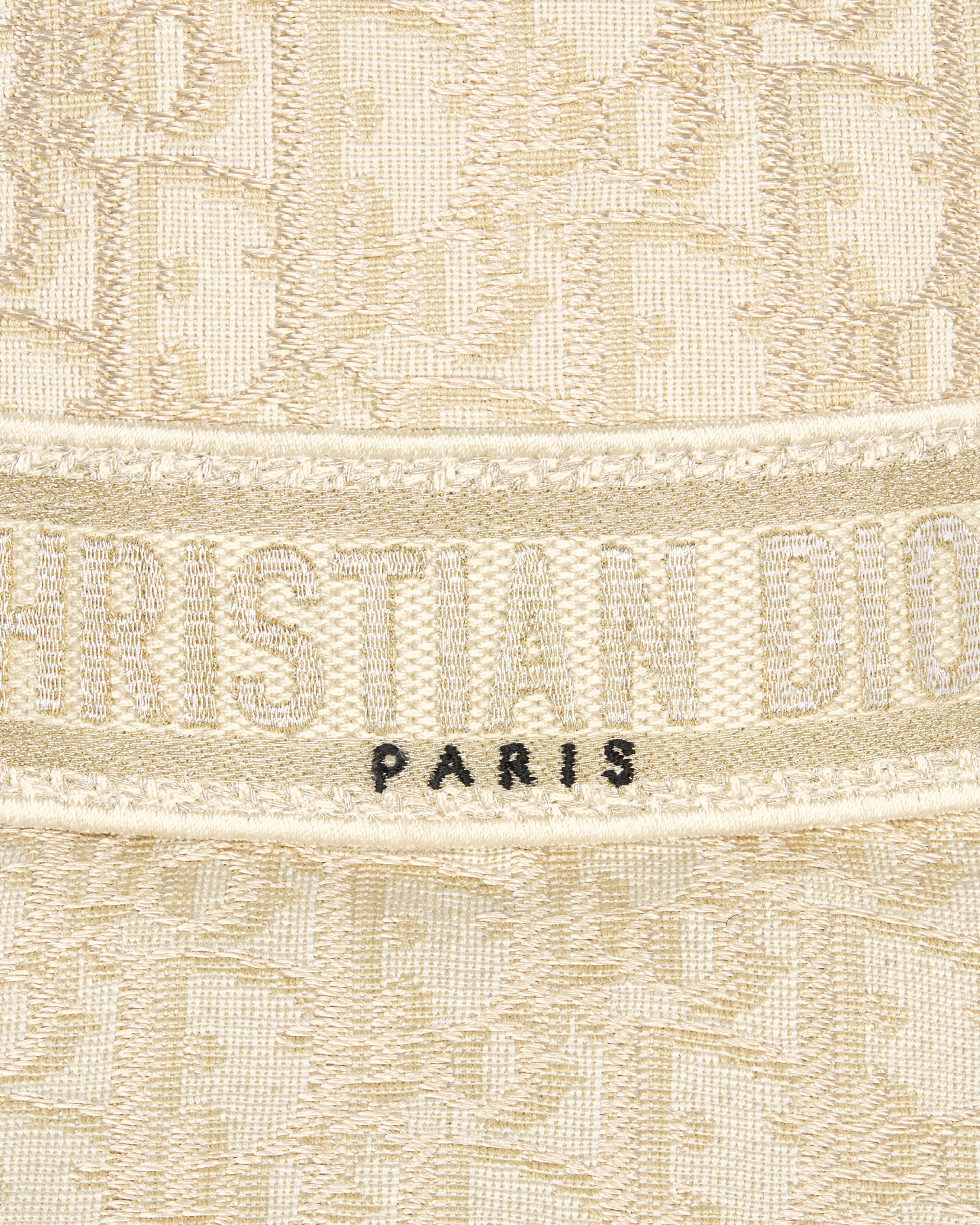 D-Bobby 窄檐桶帽 米色和金色调棉质混纺面料 Oblique 印花 E09