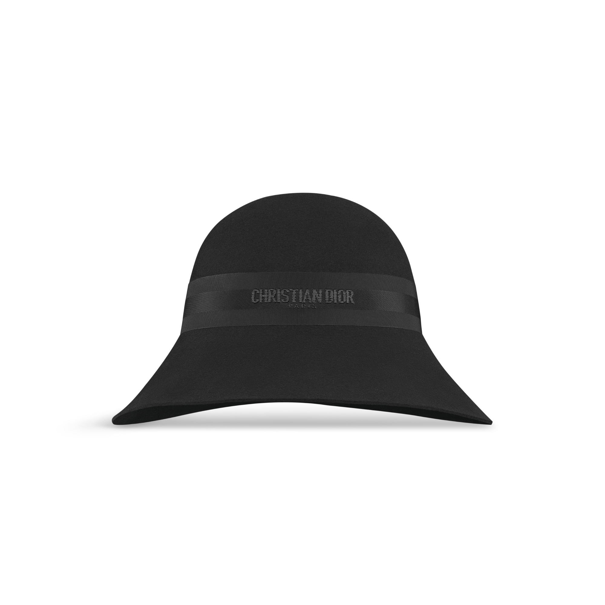 D-Wave 宽檐钟形女帽 黑色兔毛毡面料 E01