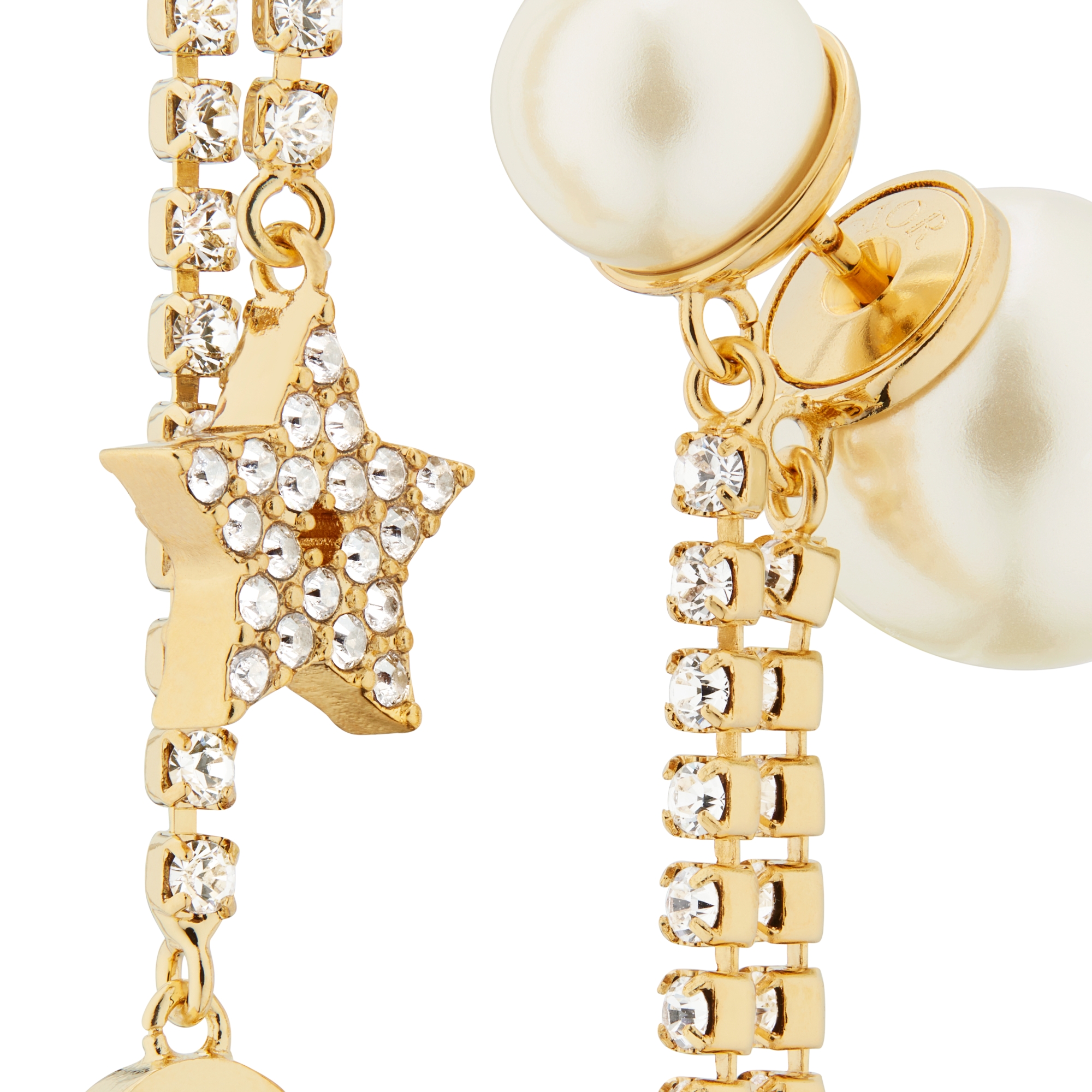 Dior Tribales 耳环 金色饰面金属、白色树脂珠饰和白色仿水晶装饰 E09