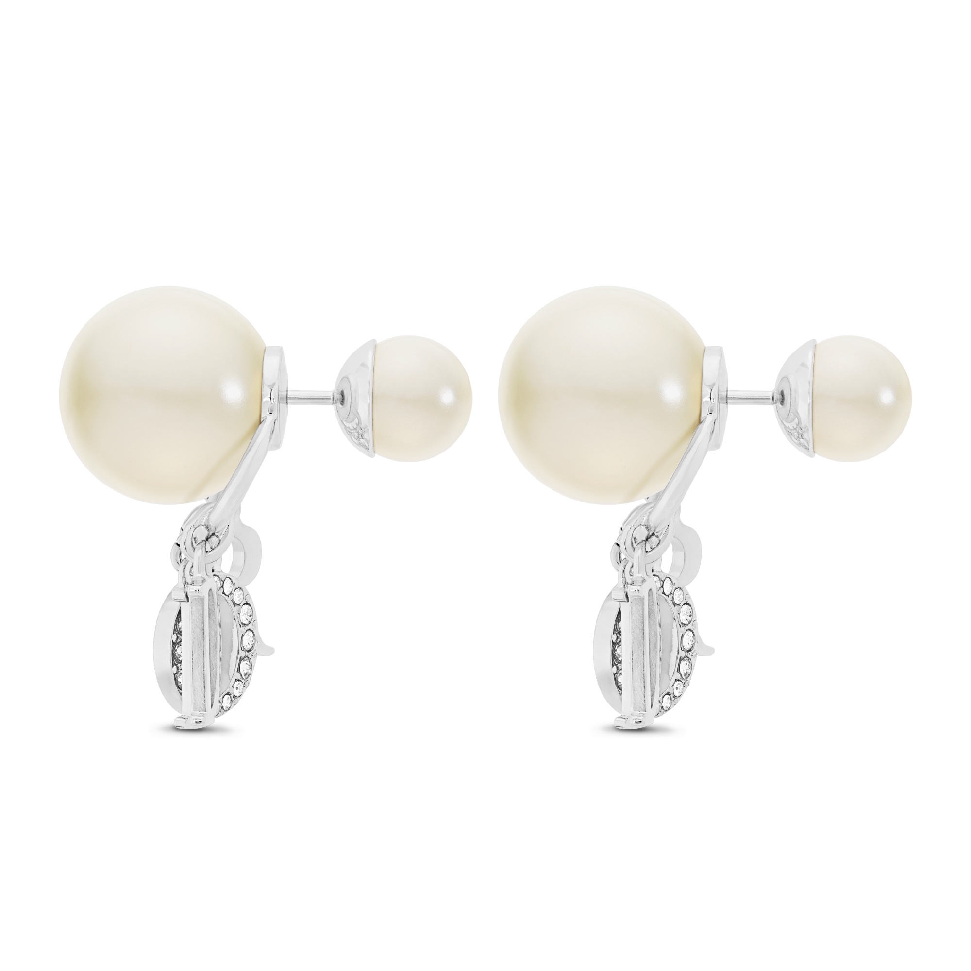 Dior Tribales 耳环 银色饰面金属搭配白色树脂珠饰和白色仿水晶装饰 E02