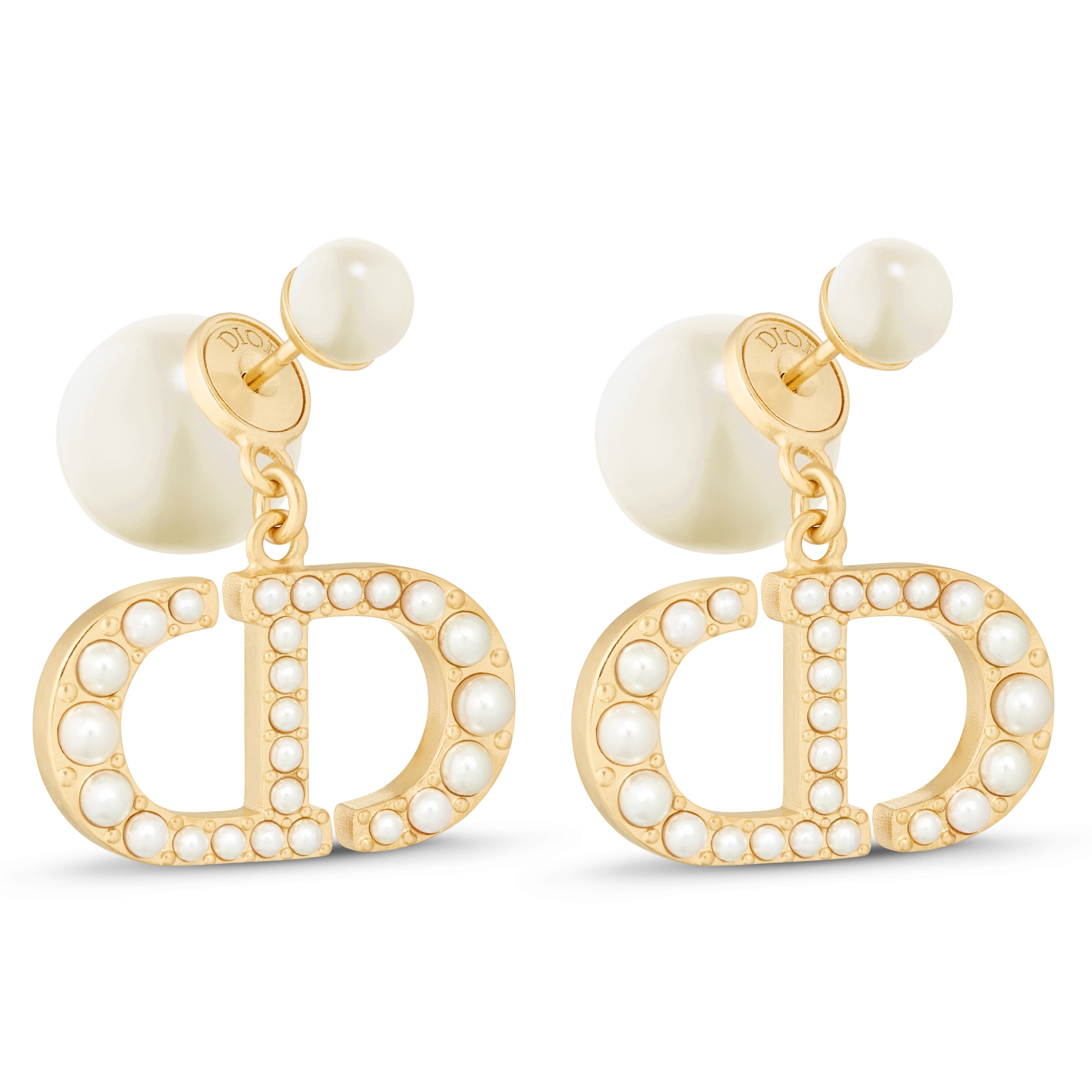 Dior Tribales 耳环 金色饰面金属和白色树脂珠饰 E03