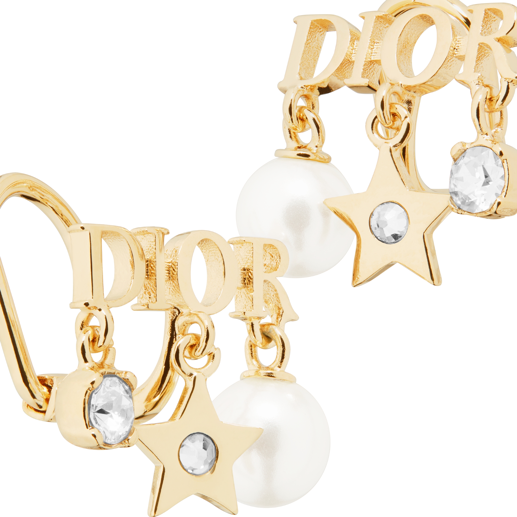Dio(r)evolution 夹式耳环 金色饰面金属、白色树脂珠饰和白色仿水晶装饰 E09
