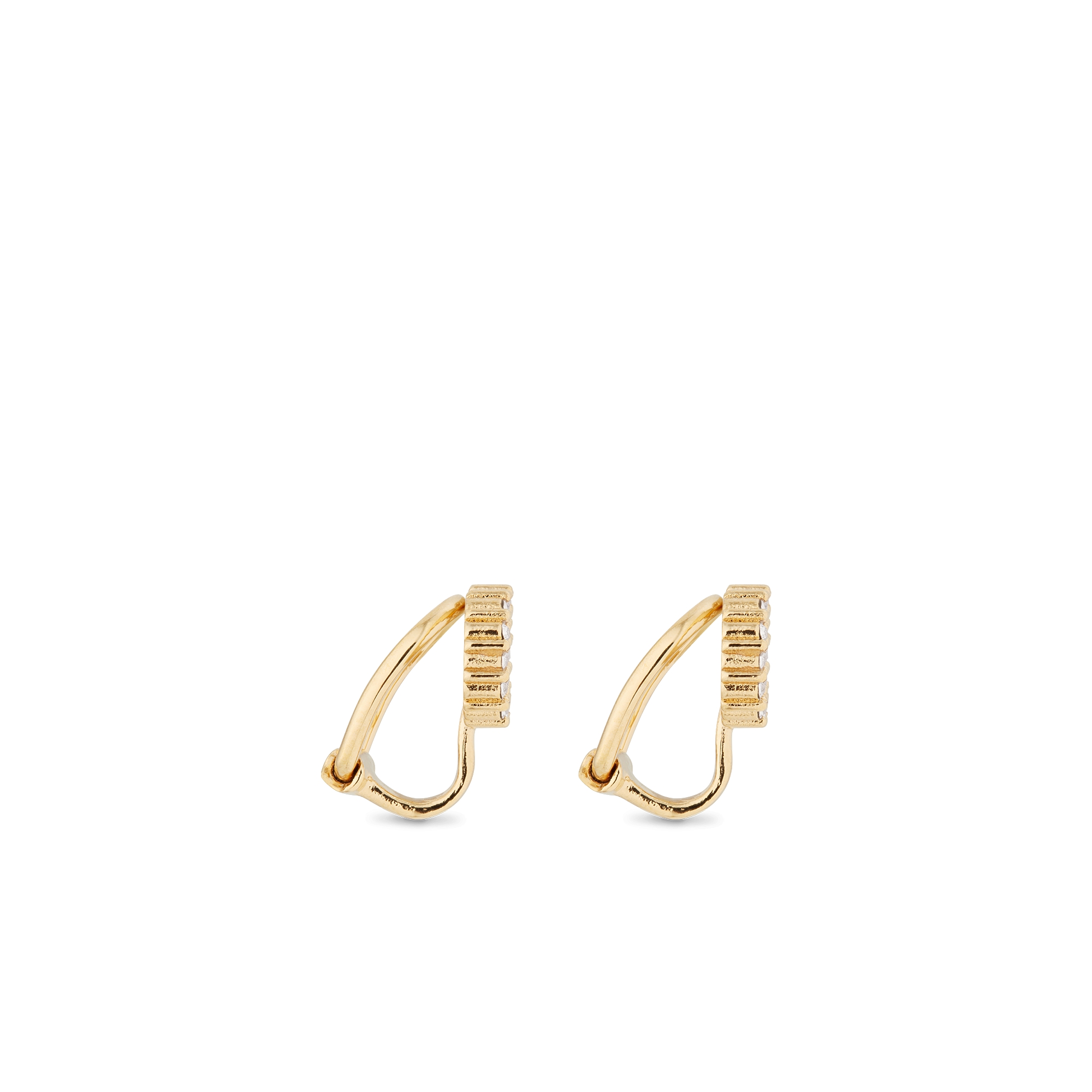 Clair D Lune 夹式耳环 金色饰面金属和白色仿水晶装饰 E02