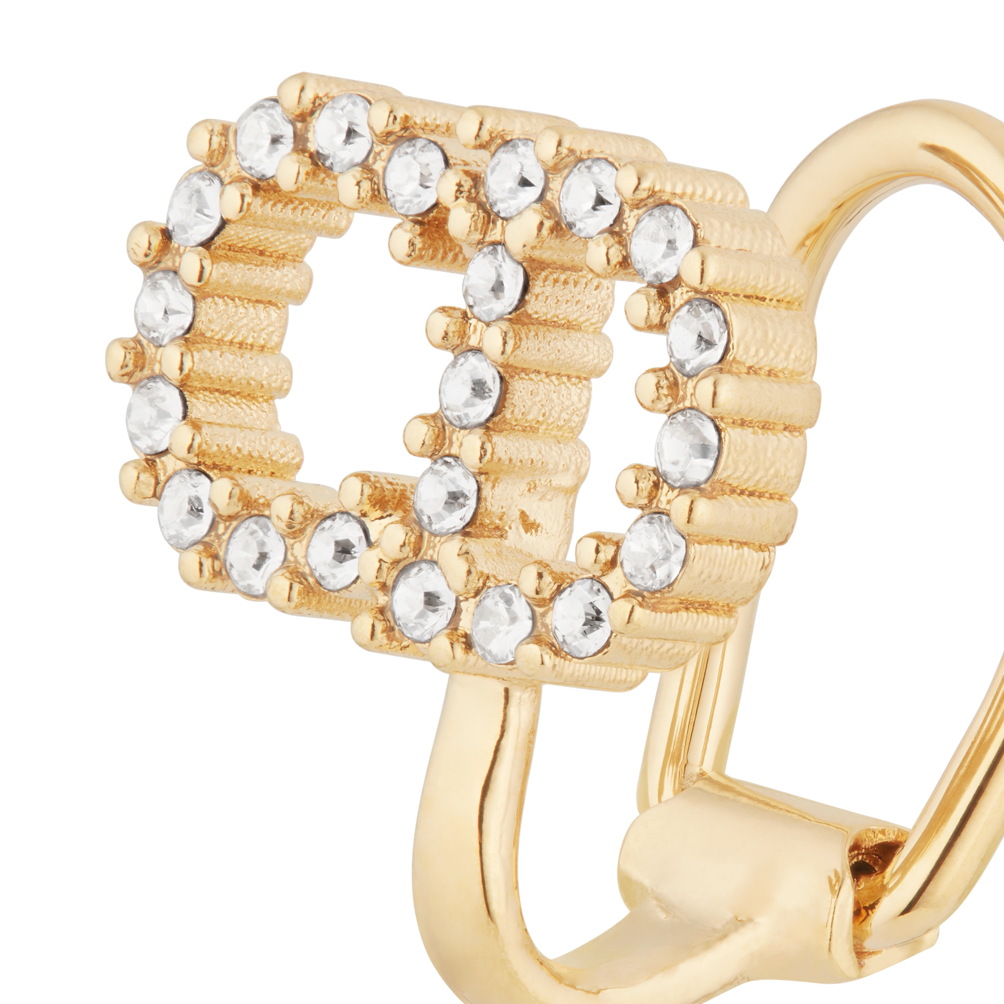 Clair D Lune 夹式耳环 金色饰面金属和白色仿水晶装饰 E09