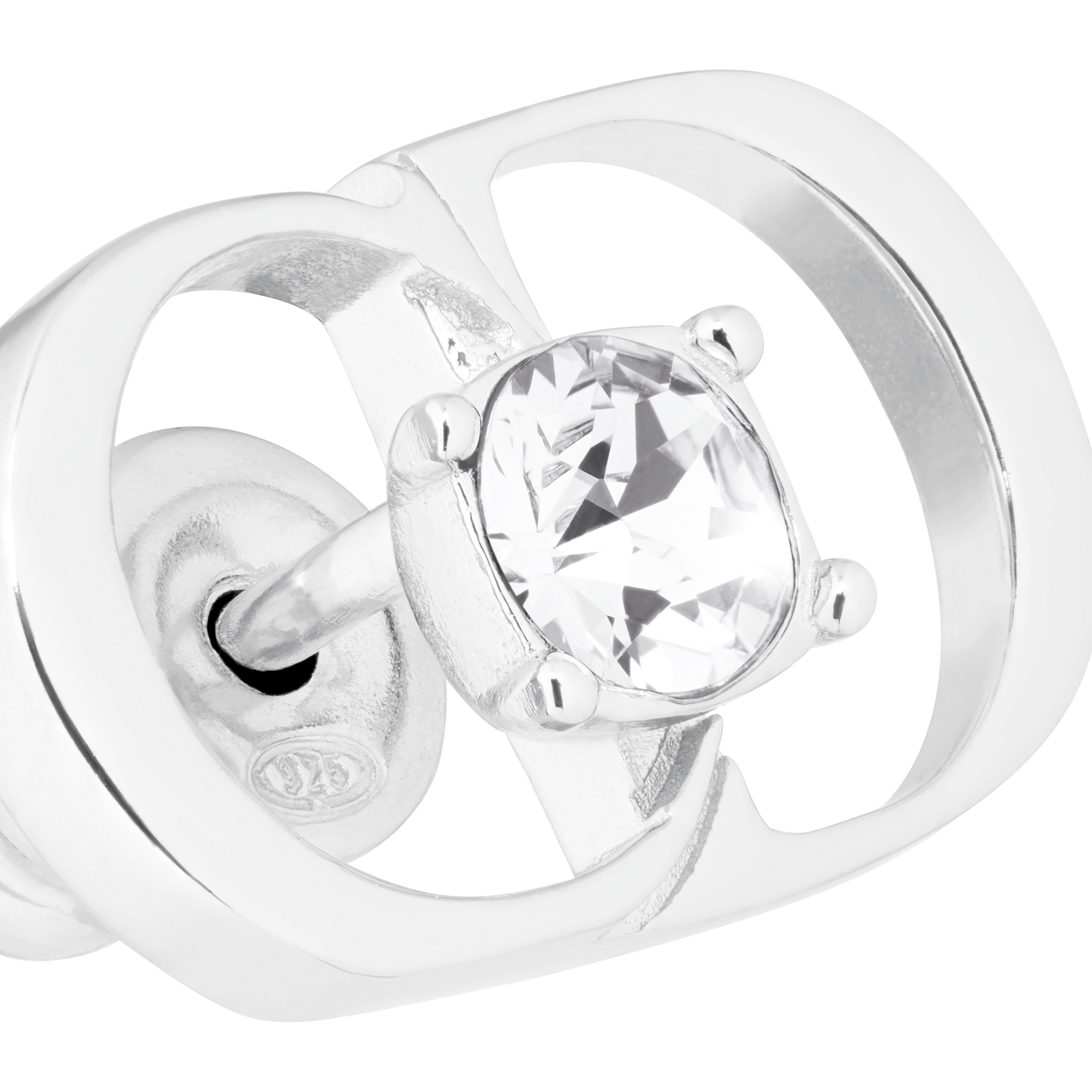 CD Icon 耳环 银质和白色晶体装饰 E09