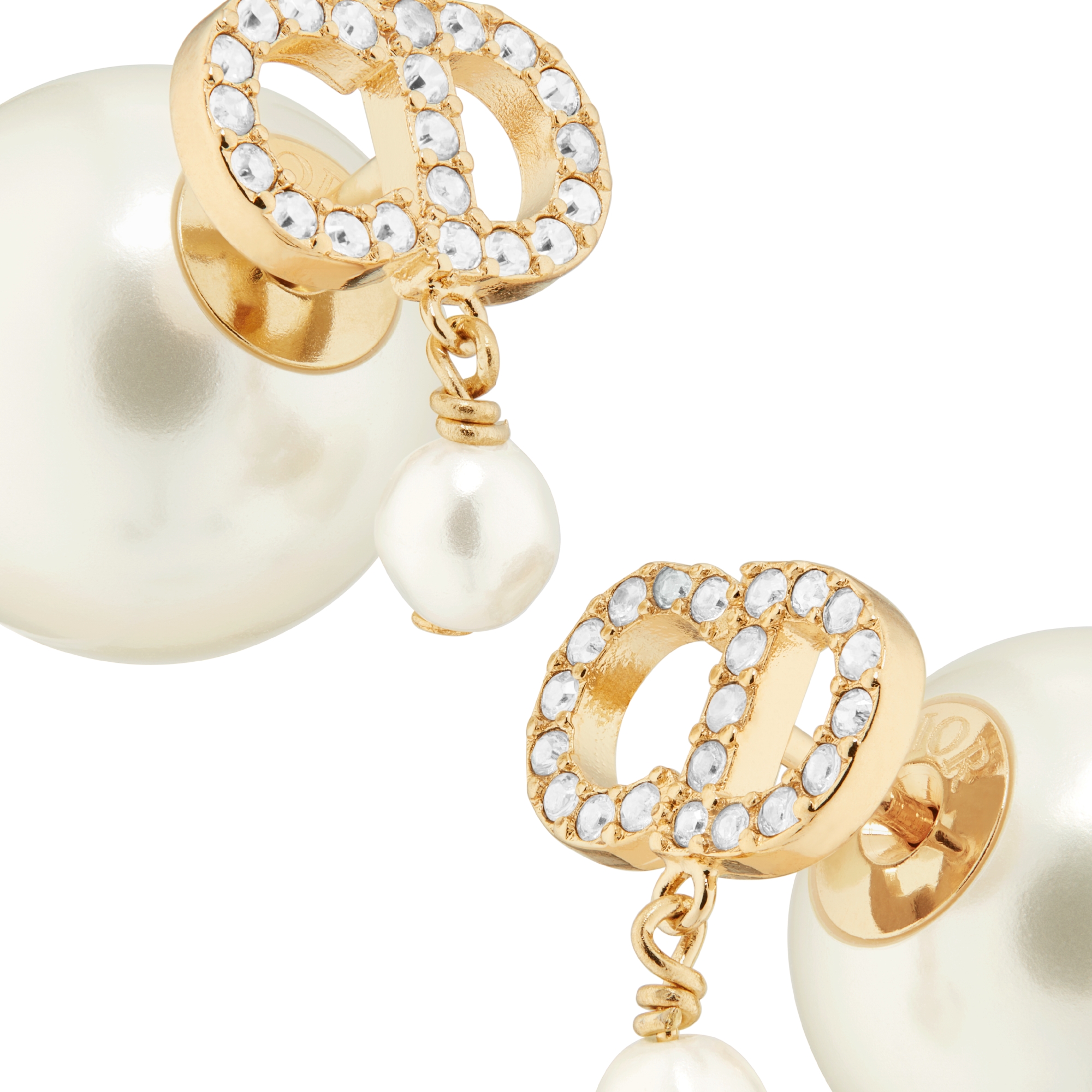 Dior Tribales 耳环 金色饰面金属、白色树脂珠饰和白色仿水晶装饰 E09