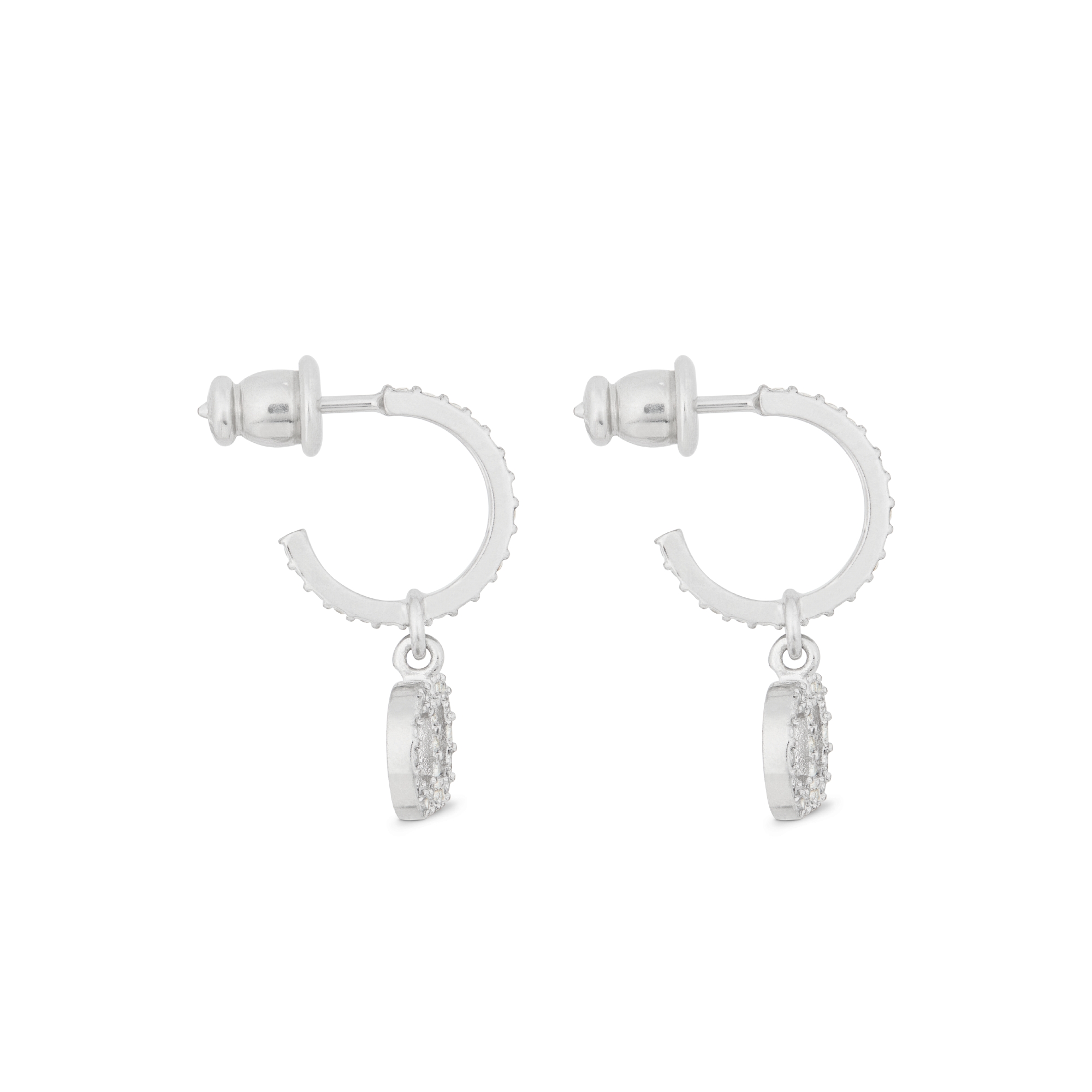 Clair D Lune 耳环 银色饰面金属和银色调仿水晶装饰 E02