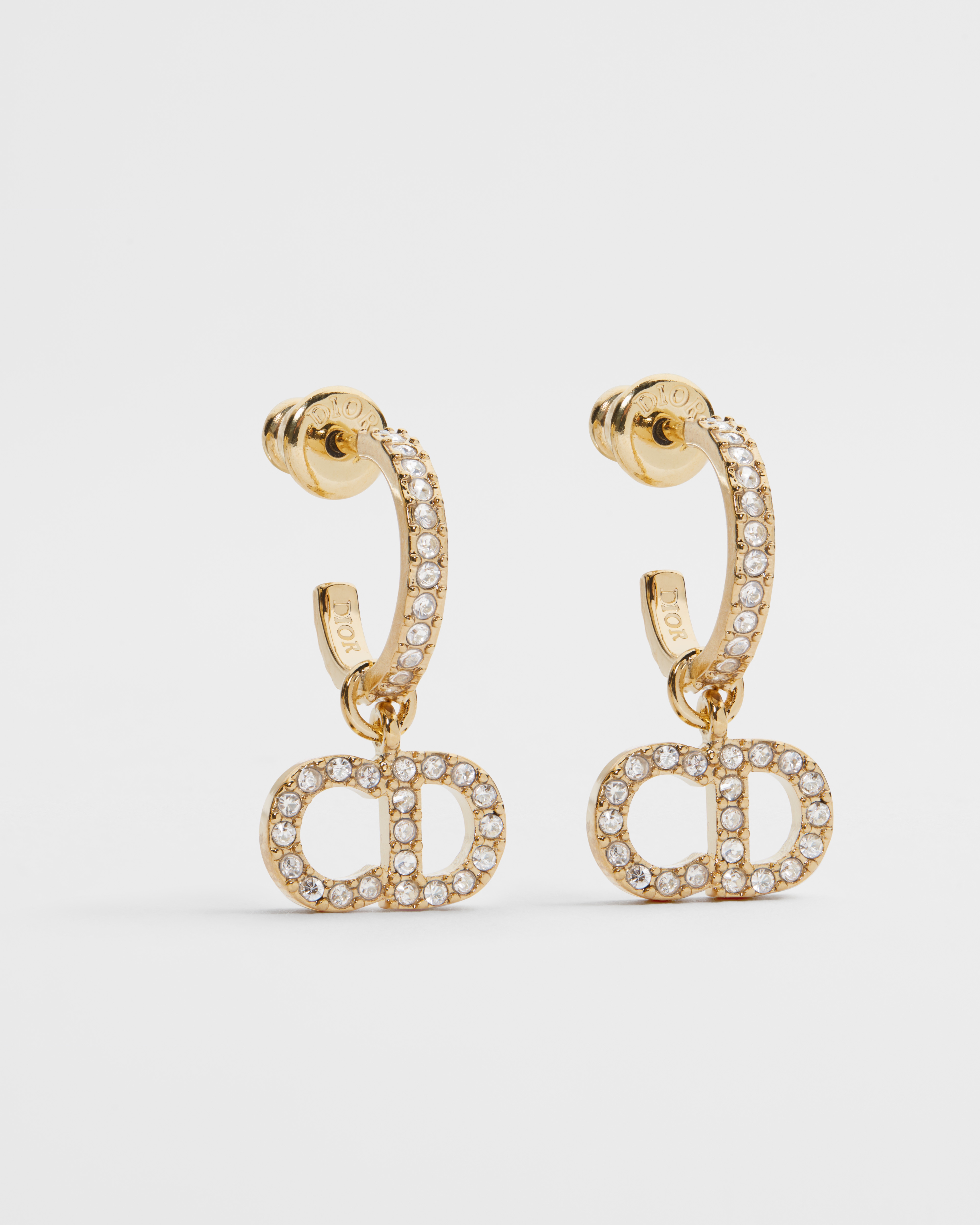 Clair D Lune 耳环 金色饰面金属和银色调晶体装饰 E01