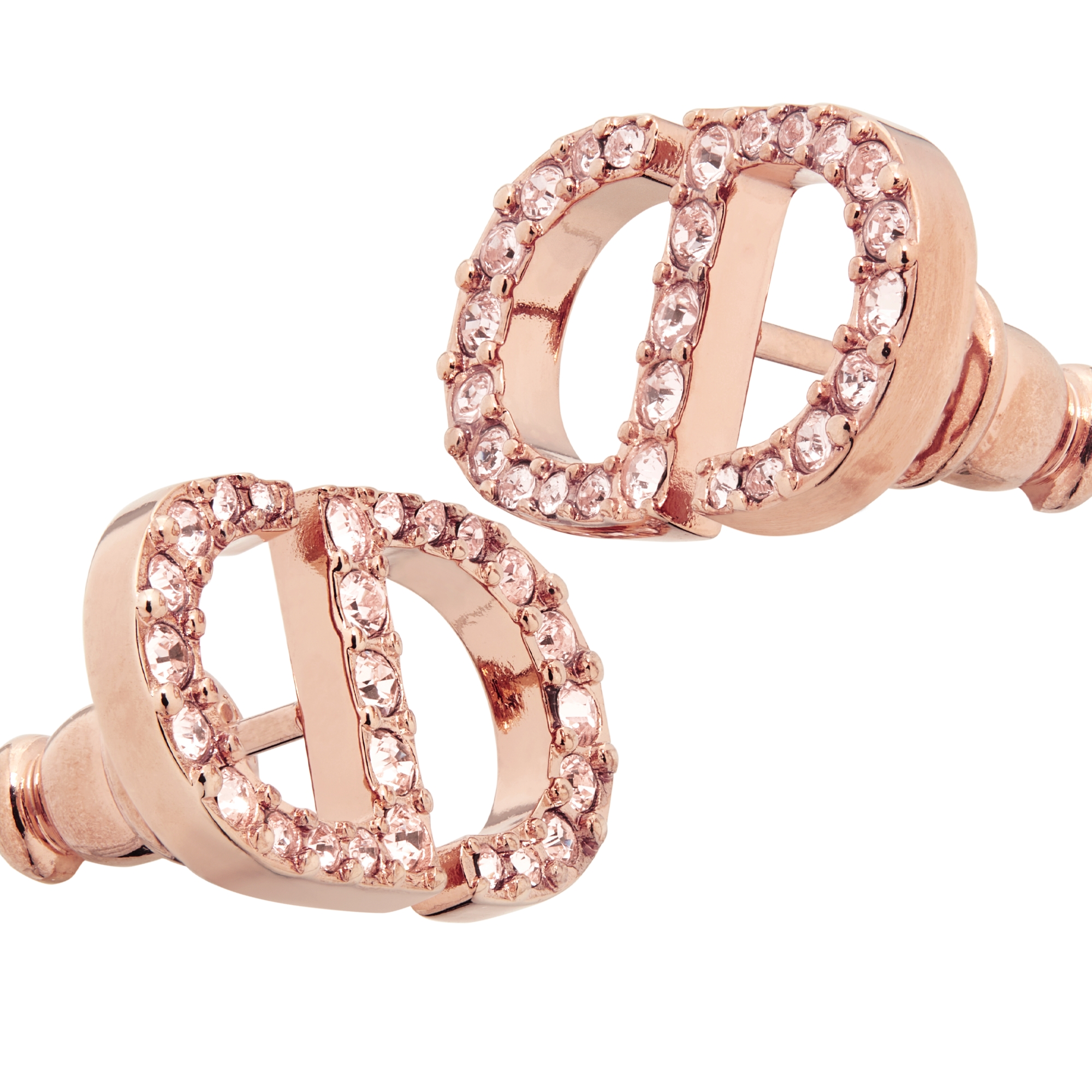 Petit CD 耳钉 粉色饰面金属和粉色仿水晶装饰 E09