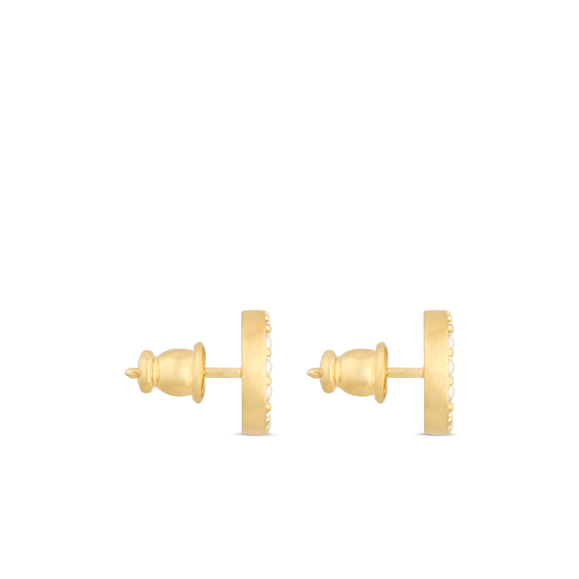 Petit CD 耳钉 金色饰面金属和白色仿水晶装饰 E02