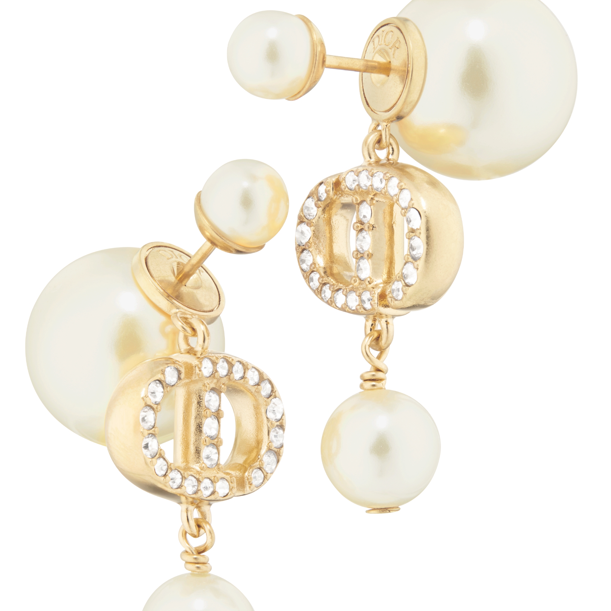 Dior Tribales 耳环 金色饰面金属、白色树脂珠饰和白色仿水晶装饰 E09