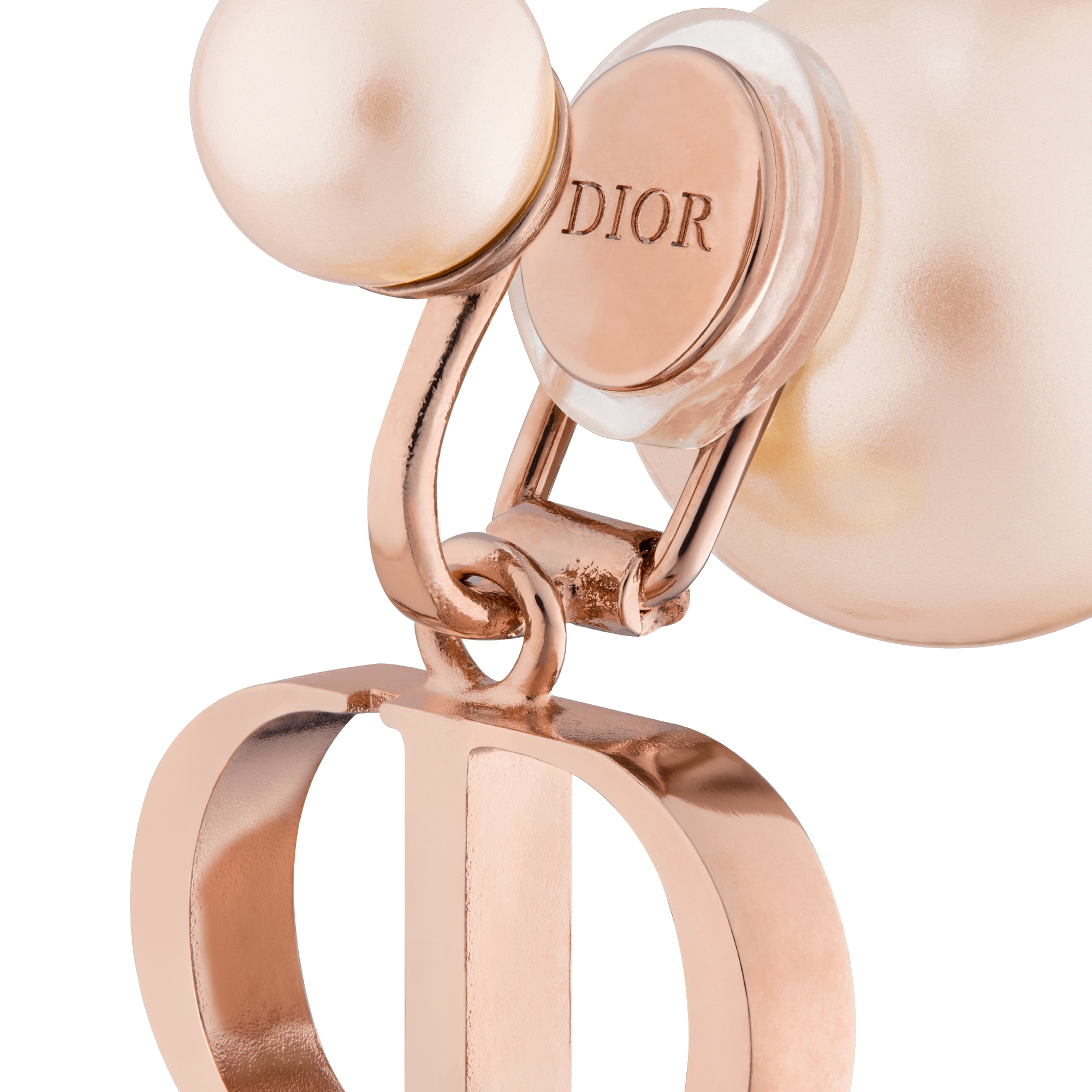 Dior Tribales 夹式耳环 粉色饰面金属和粉色树脂珠饰 E09