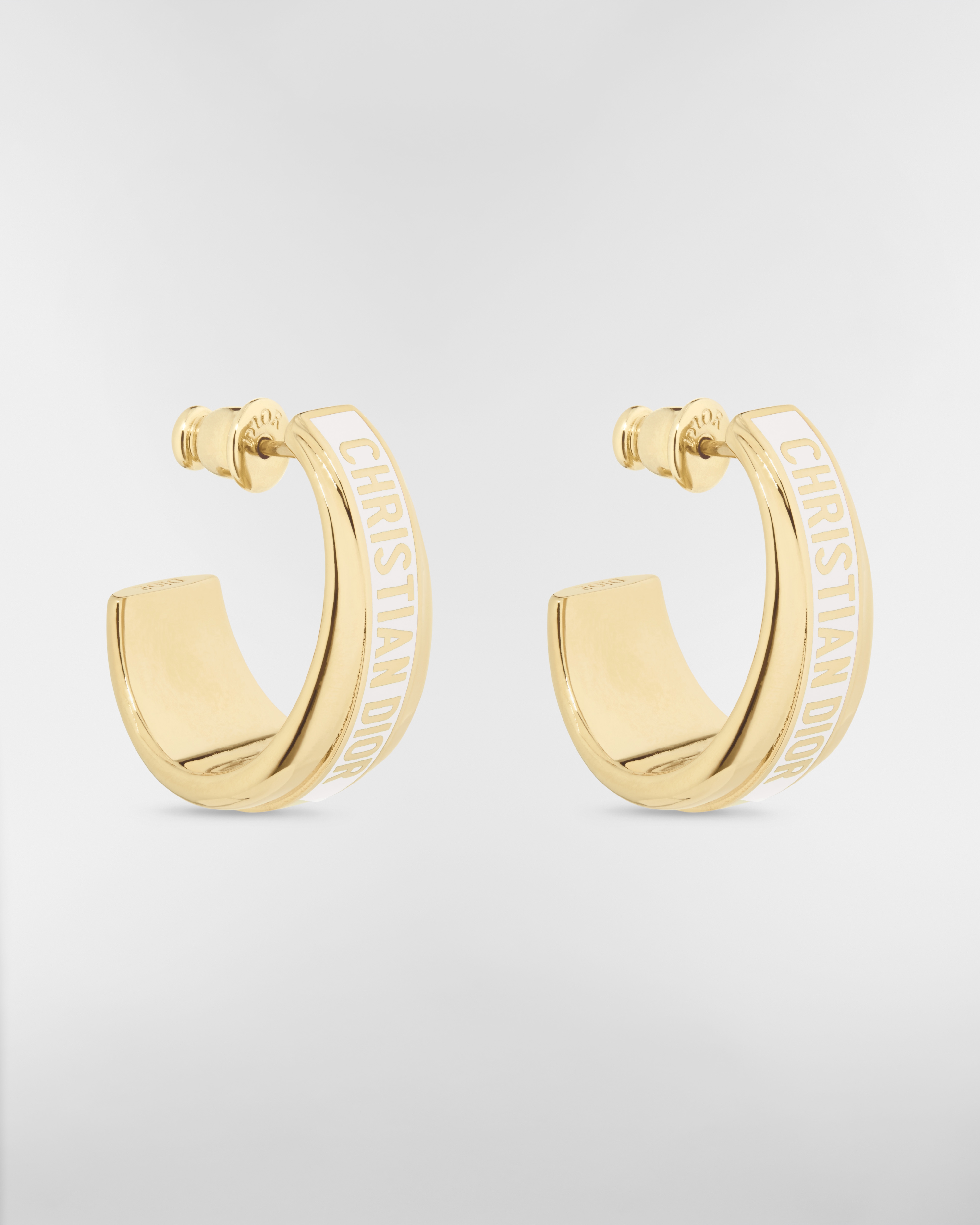 Dior Code 耳环 金色饰面金属和白色涂漆装饰 E03