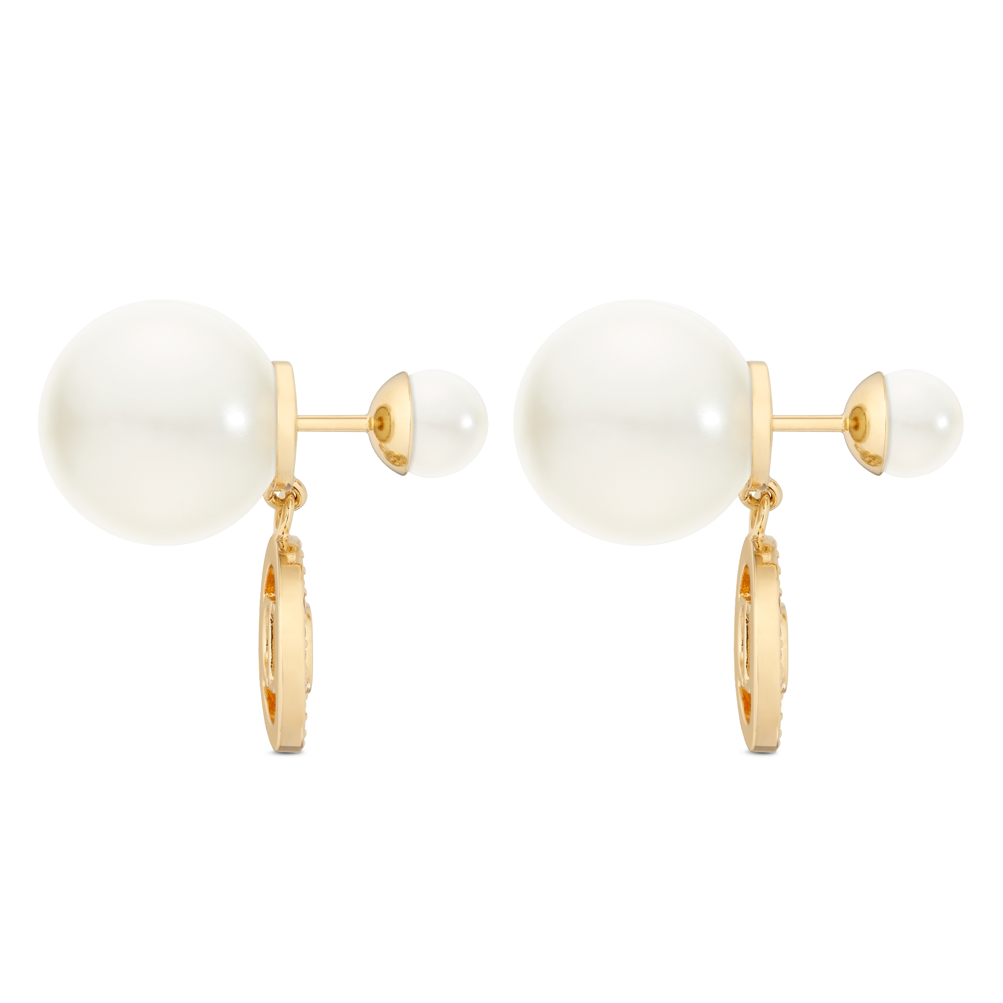 Dior Tribales 耳环 金色饰面金属搭配白色树脂珠饰和银色调仿水晶装饰 E02