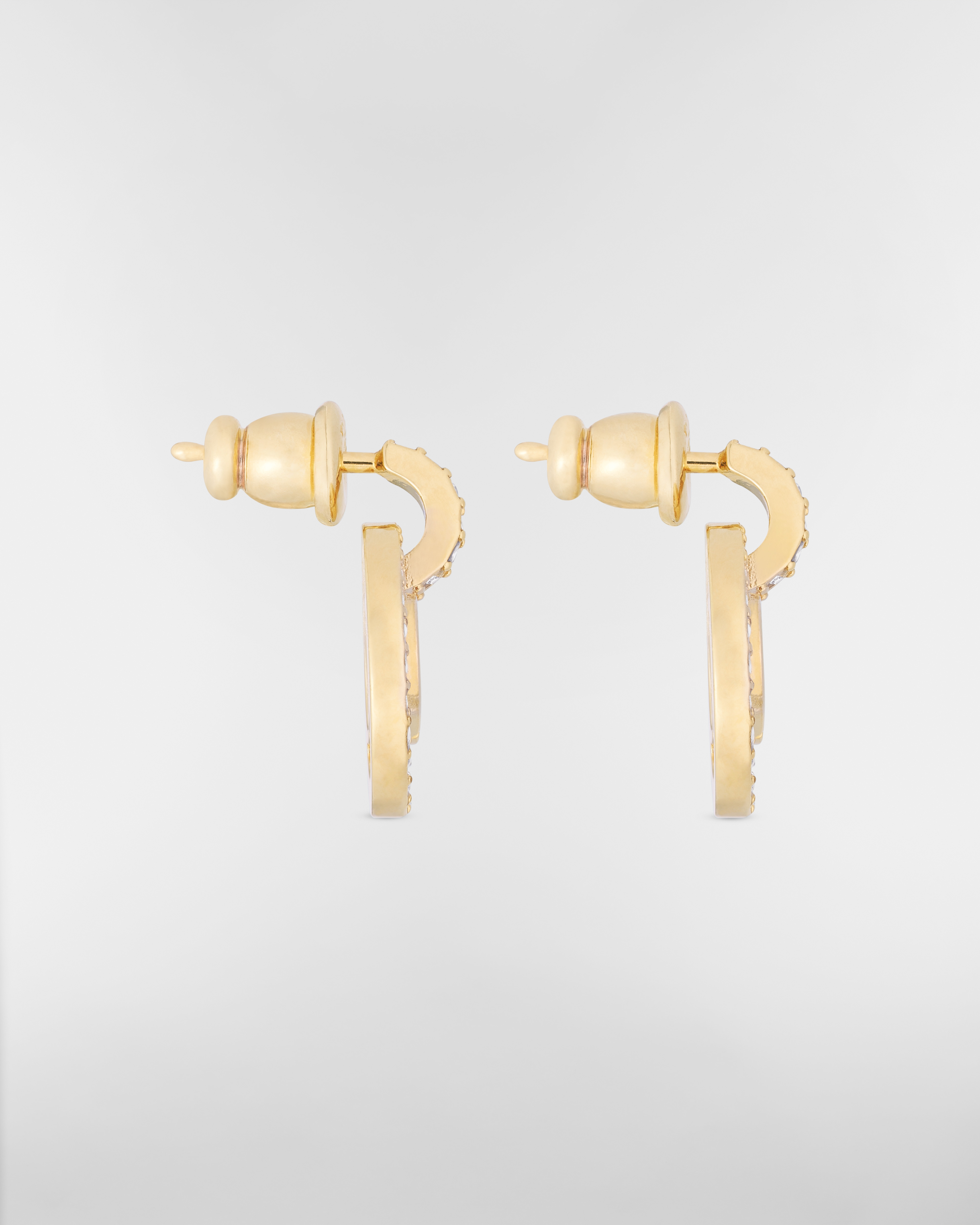 Petit CD 耳环 金色饰面金属和银色调仿水晶装饰 E02