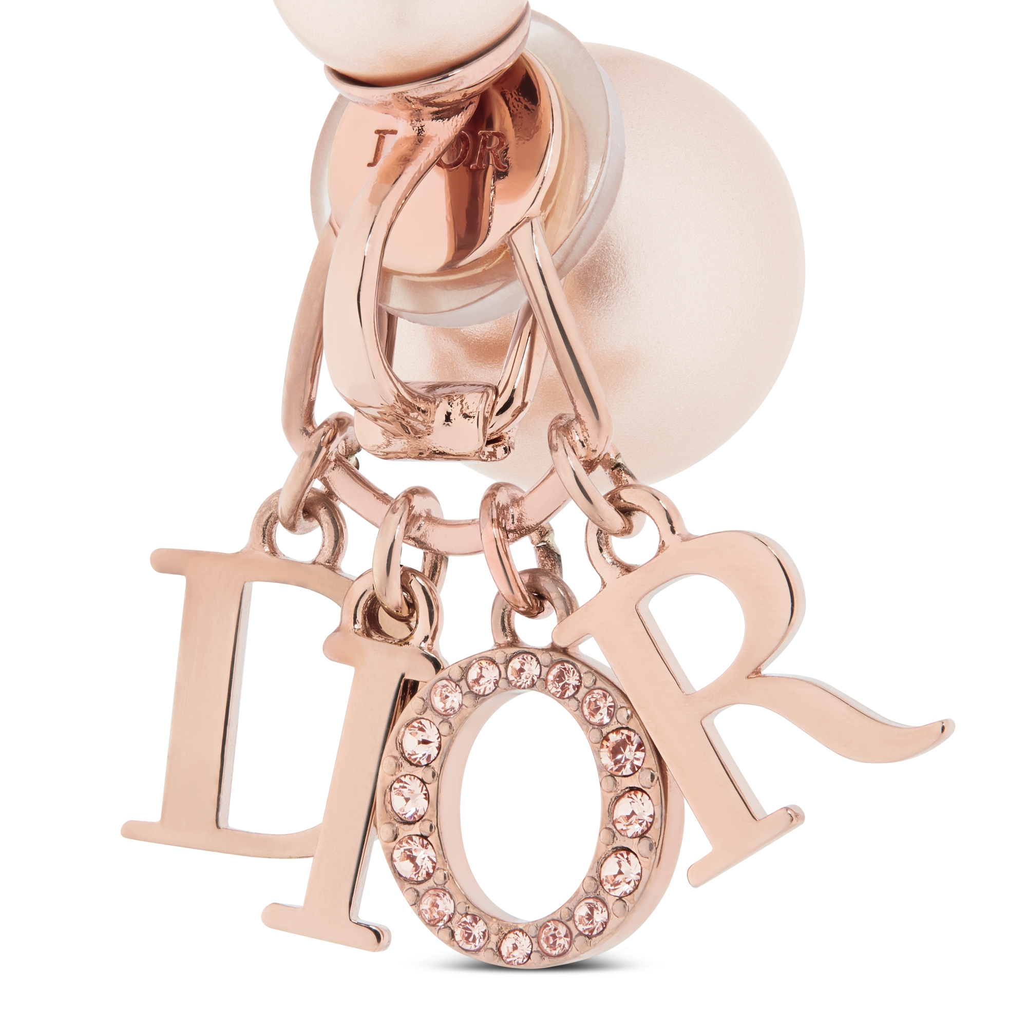 Dior Tribales 夹式耳环 粉色饰面金属，粉色树脂珠饰和粉色仿水晶装饰 E09