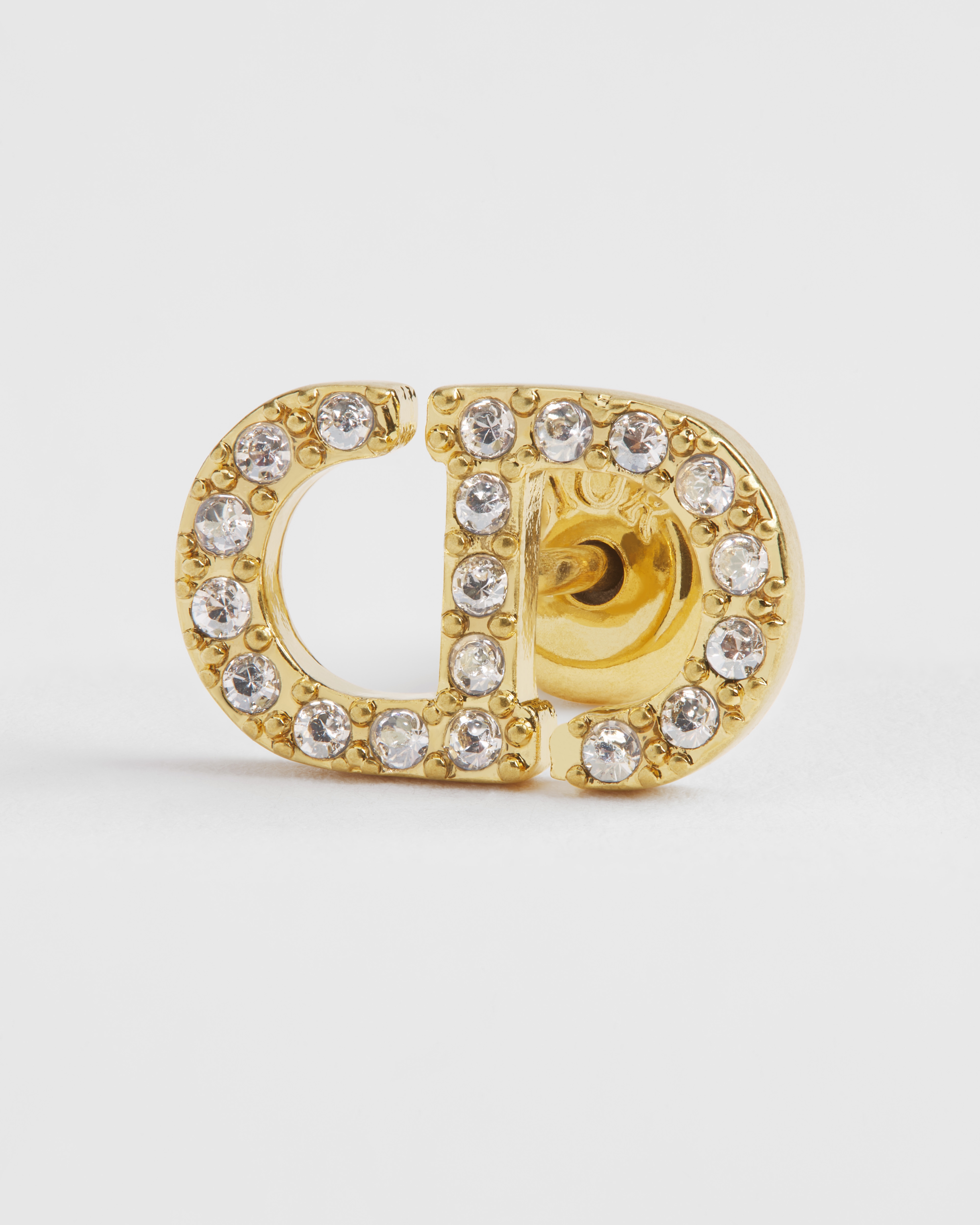 Petit CD 迷你耳钉 金色饰面金属和银色调仿水晶装饰 E09