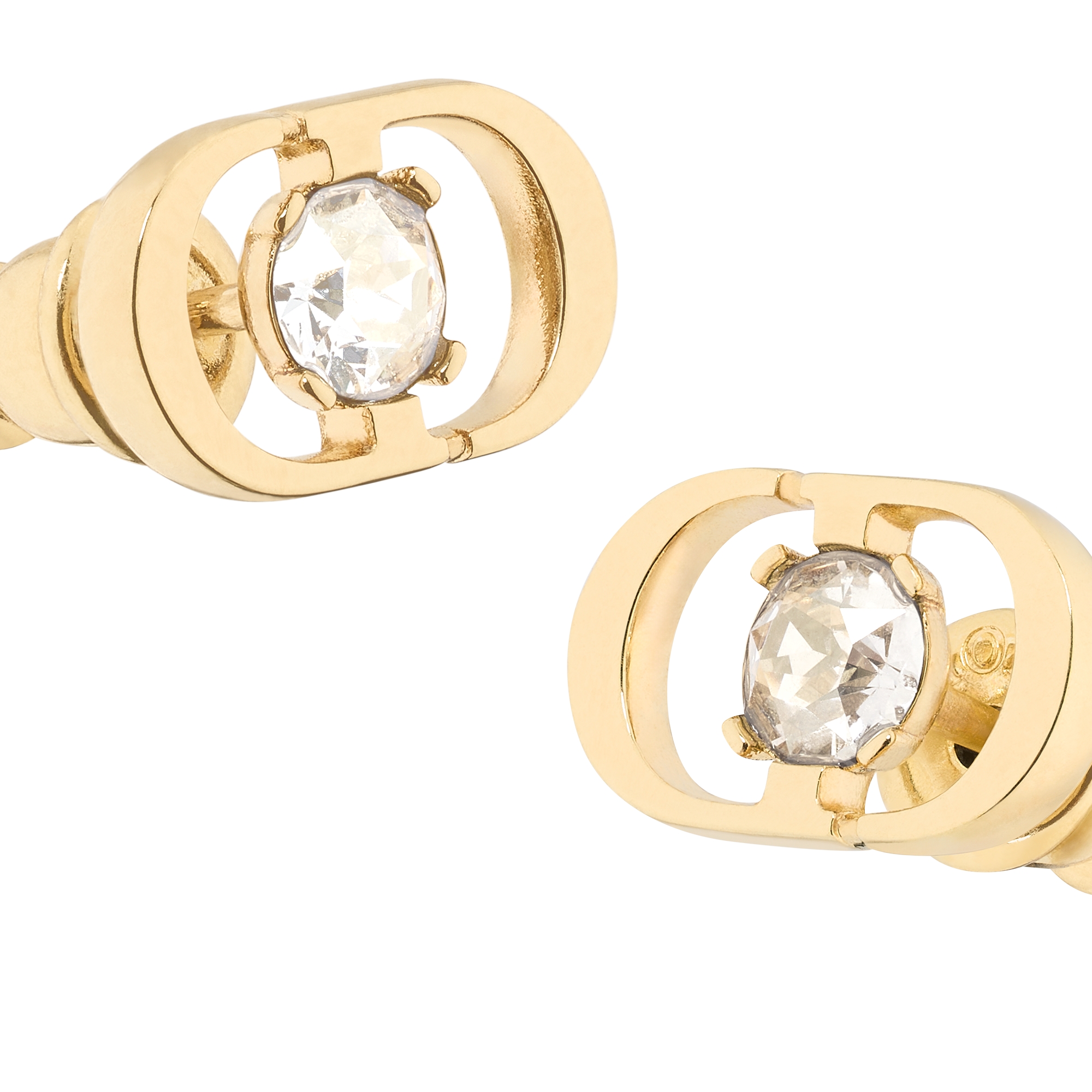 Petit CD Jolie 迷你耳钉 金色饰面金属和银色调晶体装饰 E09