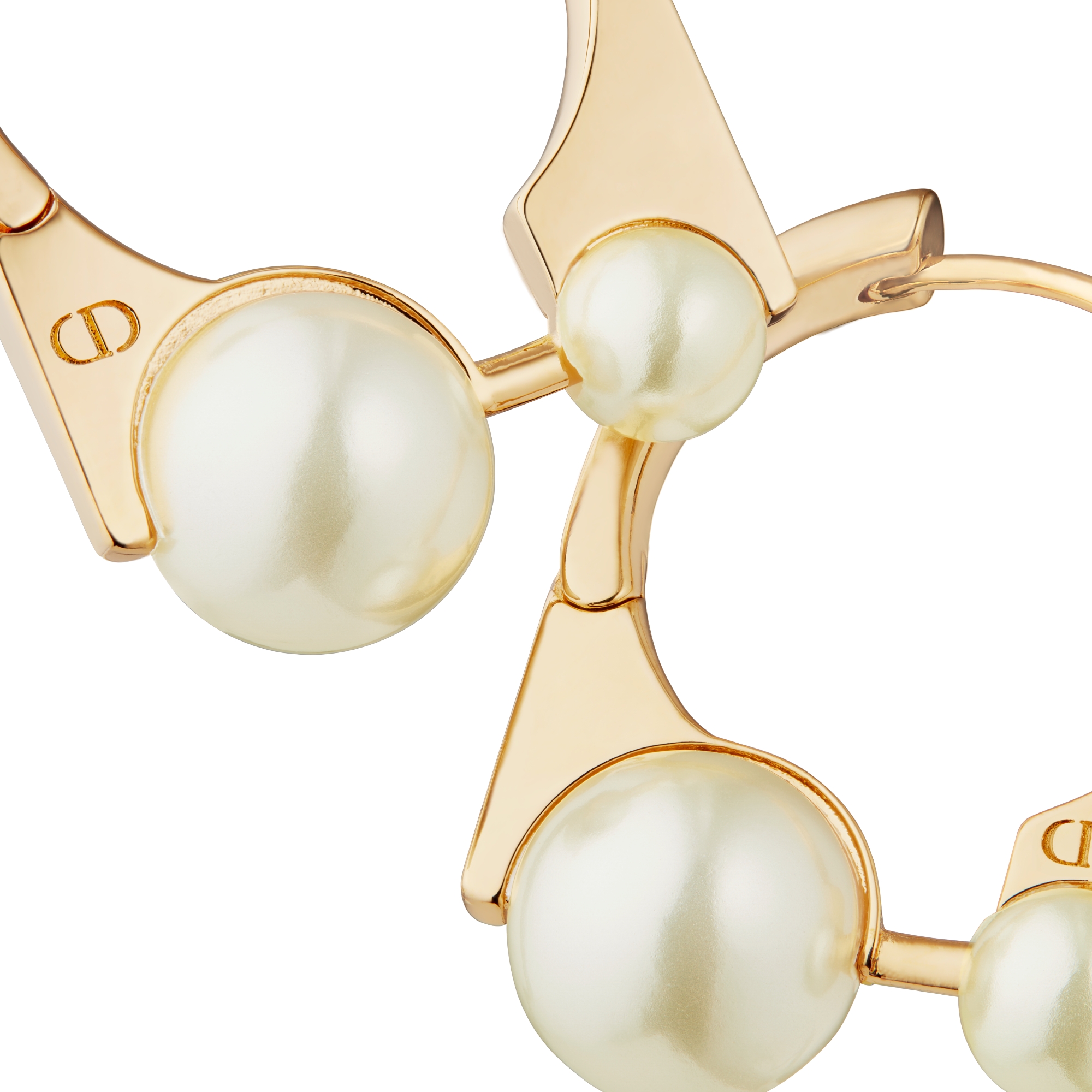 中号 Dior Tribales New Look 耳环 金色饰面金属和白色树脂珠饰 E09