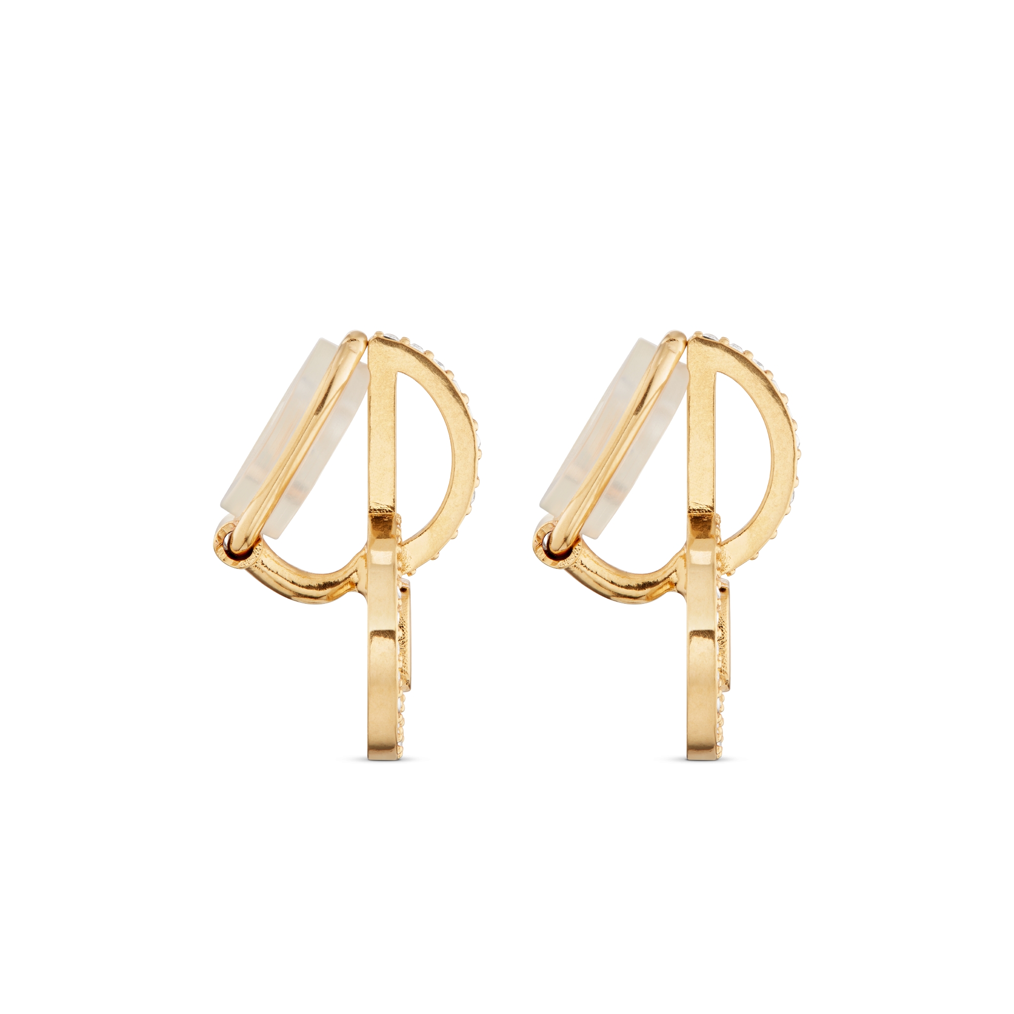 Petit CD 夹式耳环 金色饰面金属和银色调仿水晶装饰 E02