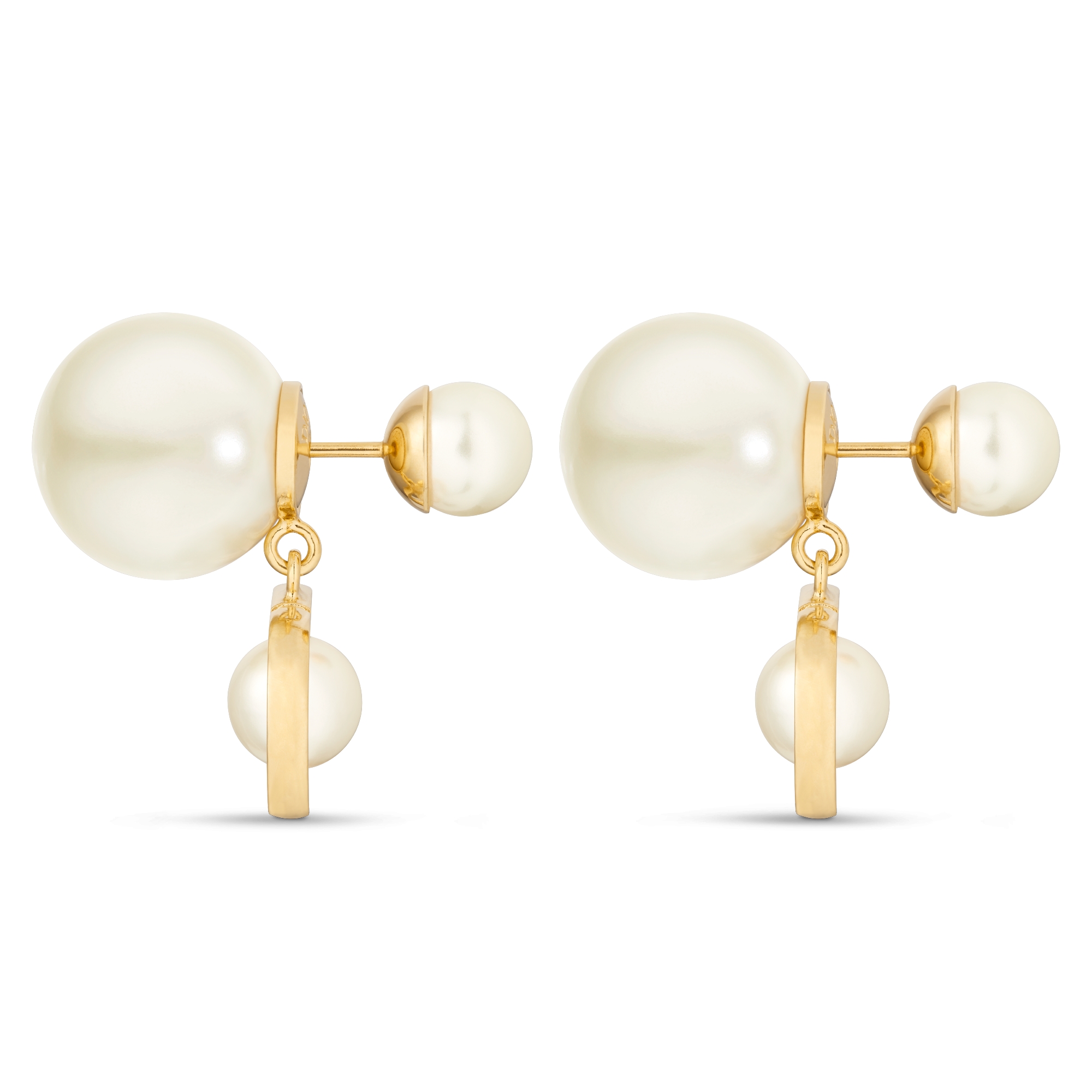 Dior Tribales 耳环 金色饰面金属和白色树脂珠饰 E02