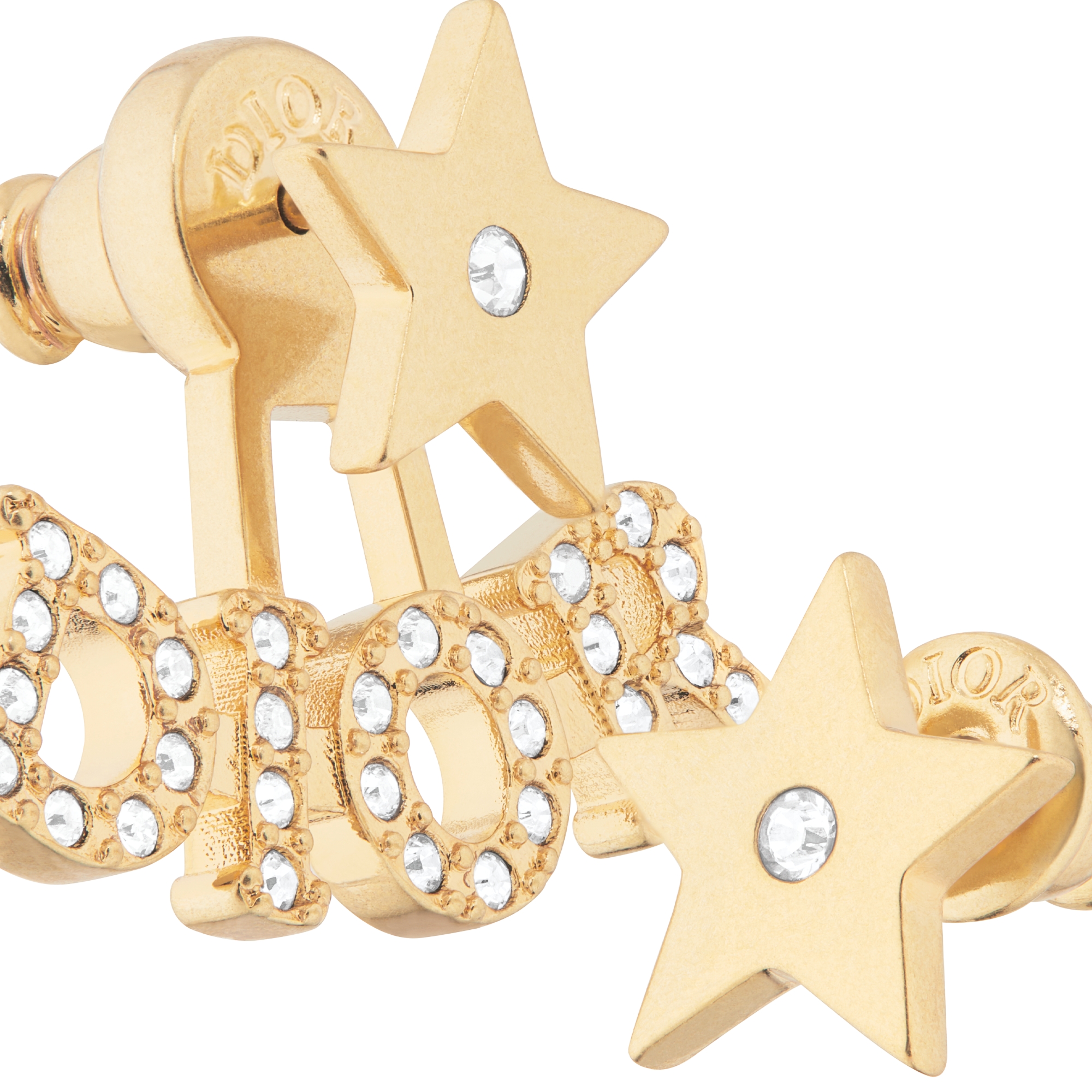 Dio(r)evolution 耳环 金色饰面金属和银色调仿水晶装饰 E09