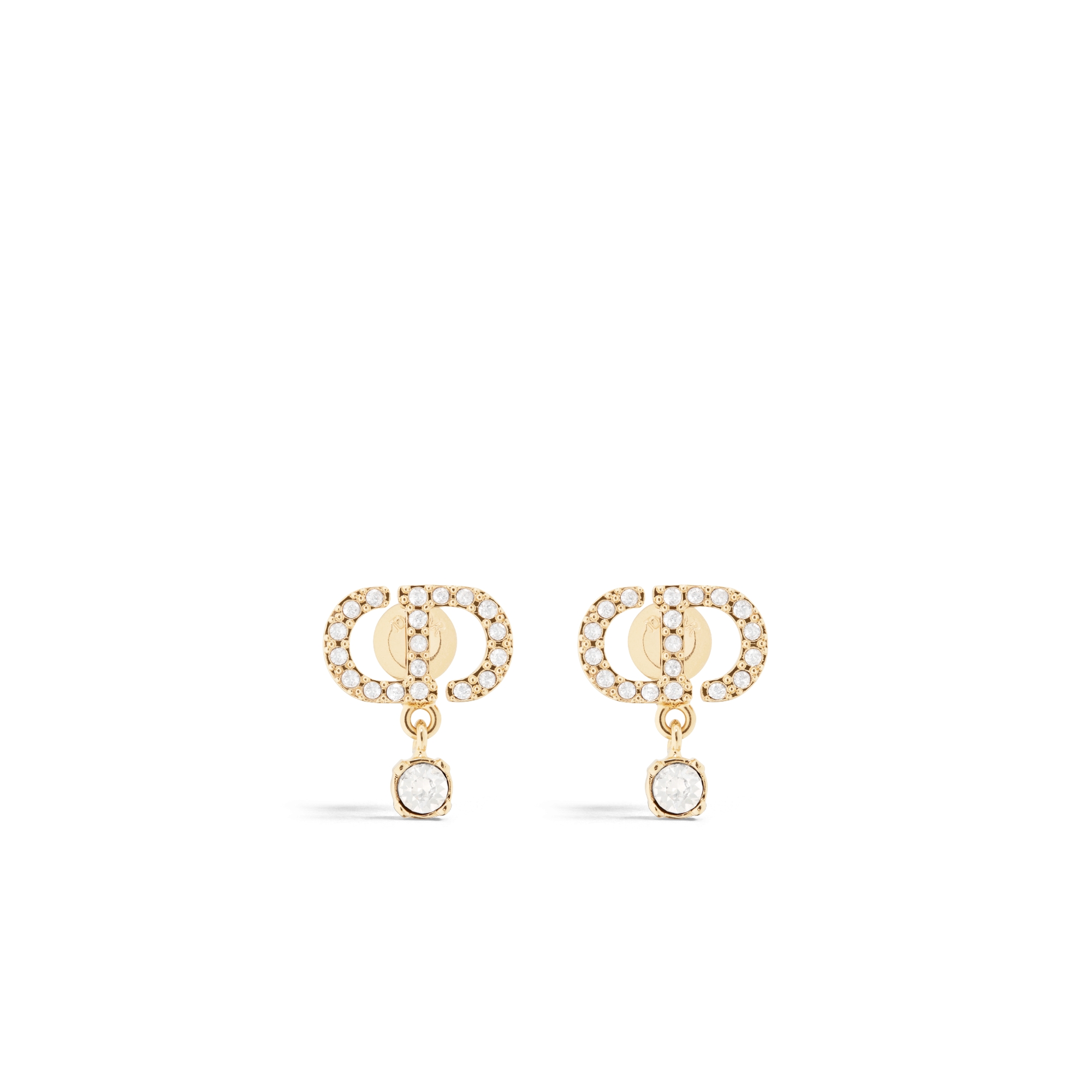 Petit CD 耳环 金色饰面金属和闪亮晶体装饰 E01