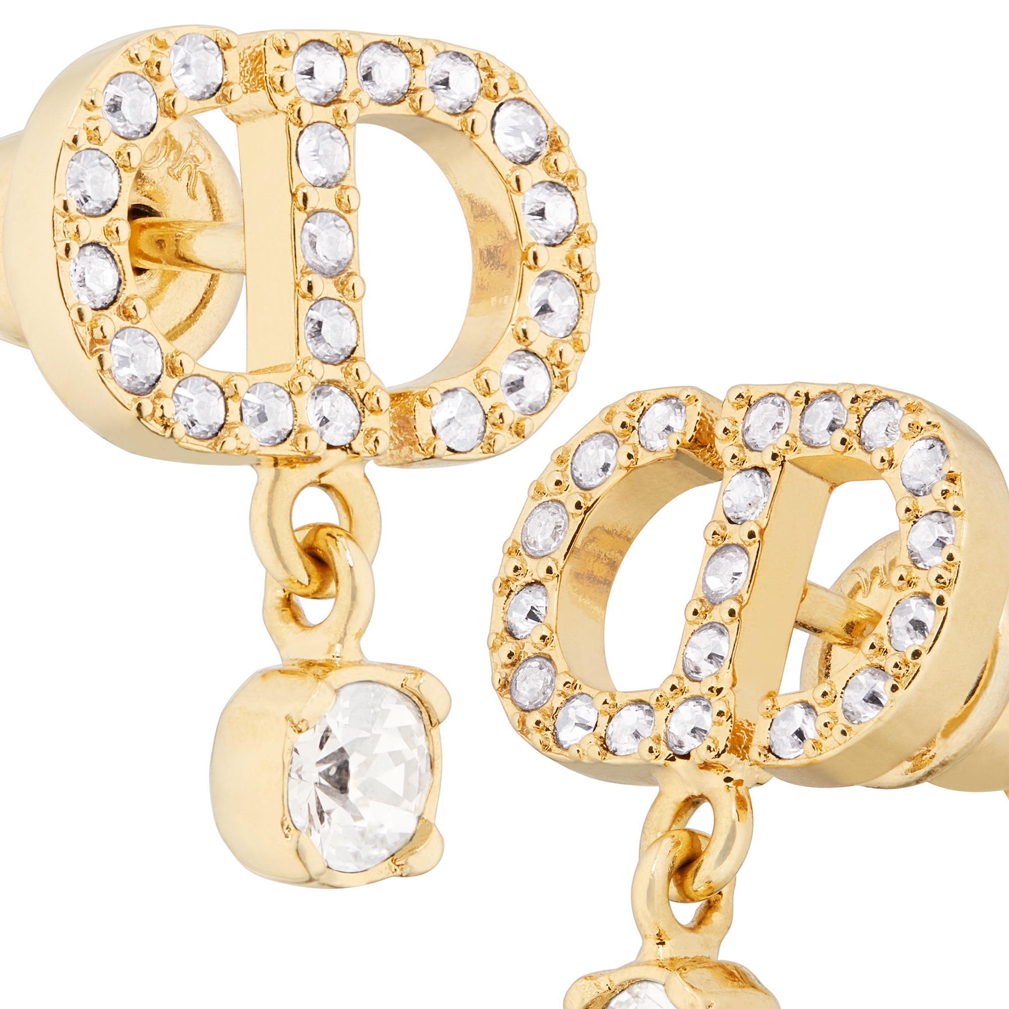 Petit CD 耳环 金色饰面金属和闪亮晶体装饰 E09