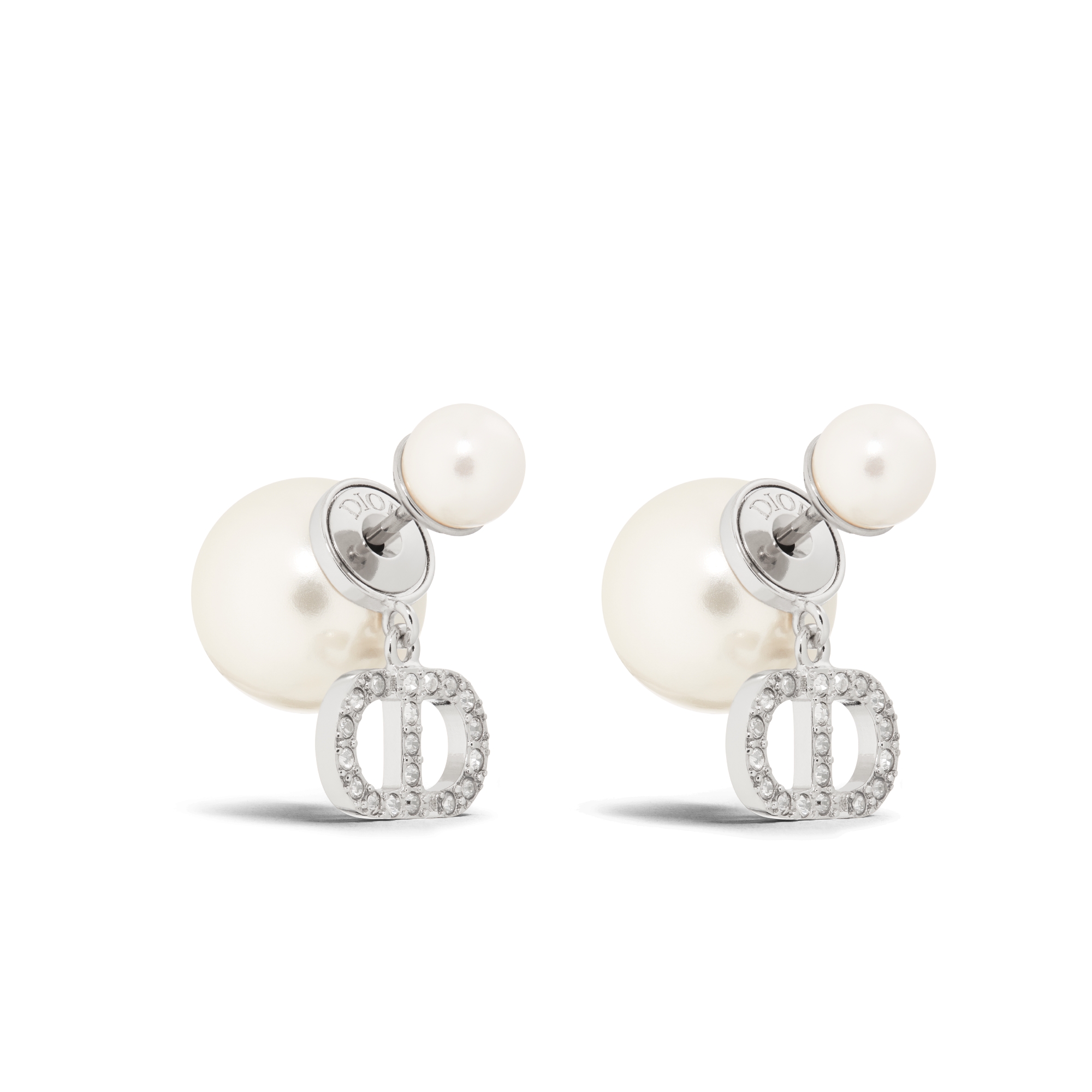 Dior Tribales 耳环 银色饰面金属搭配白色树脂珠饰和银色调仿水晶装饰 E03
