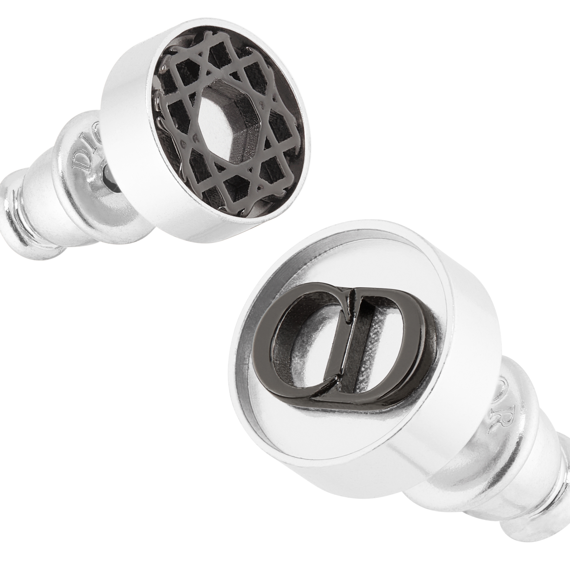 耳环 银色饰面和金属覆层铜合金藤格纹图案 E09