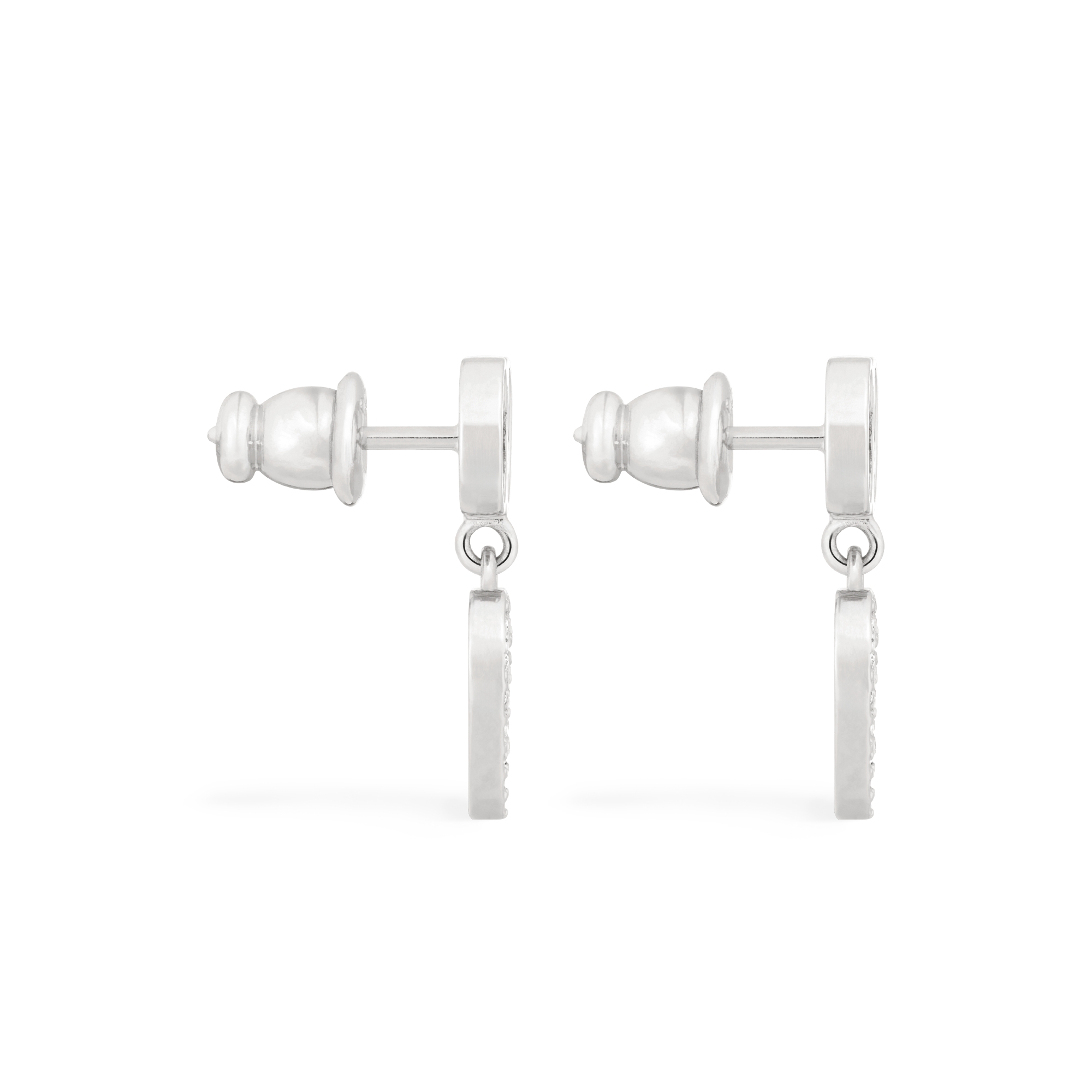 Clair D Lune 耳环 银色饰面金属和白色晶体装饰 E02