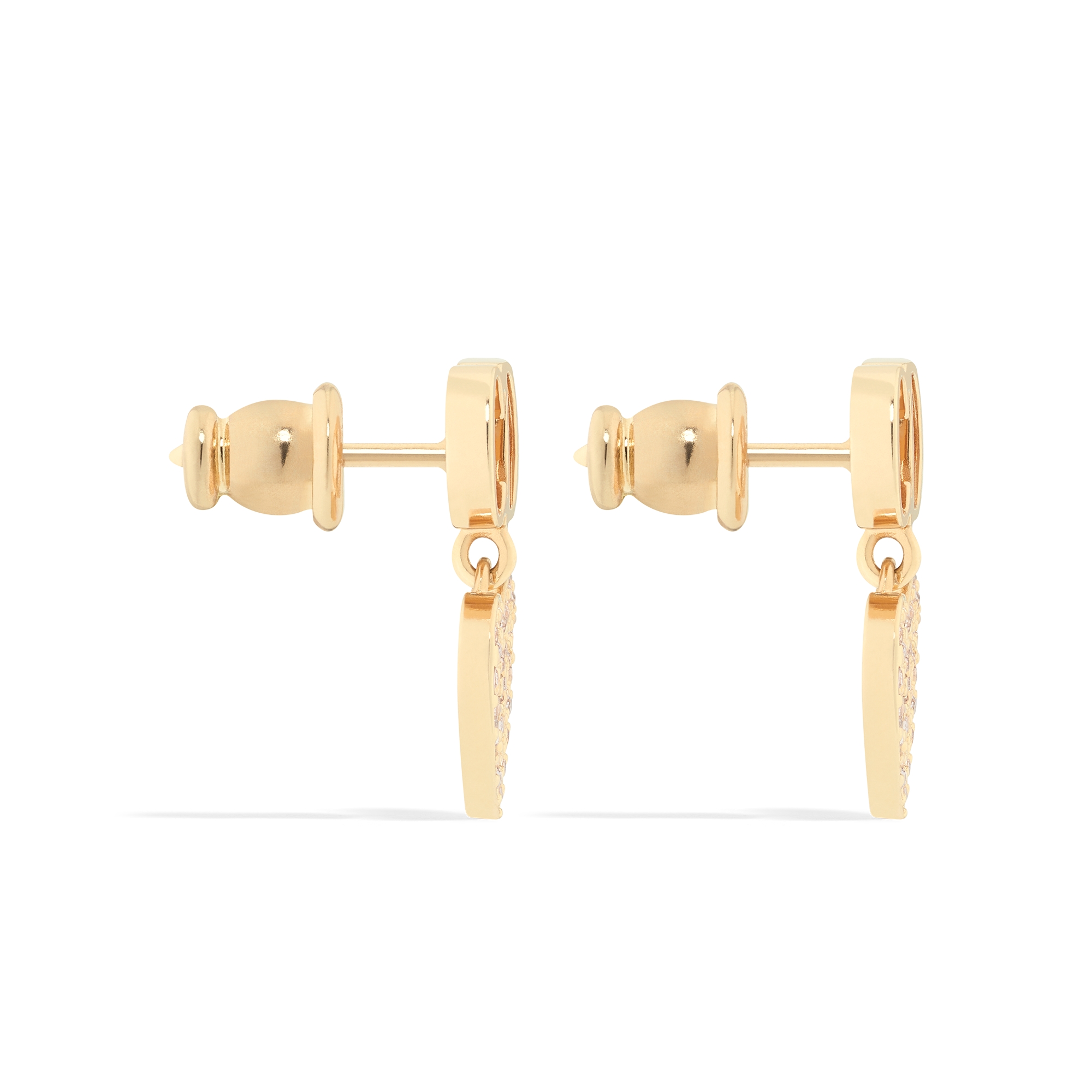 Clair D Lune 耳环 粉色饰面金属和银色调晶体装饰 E02