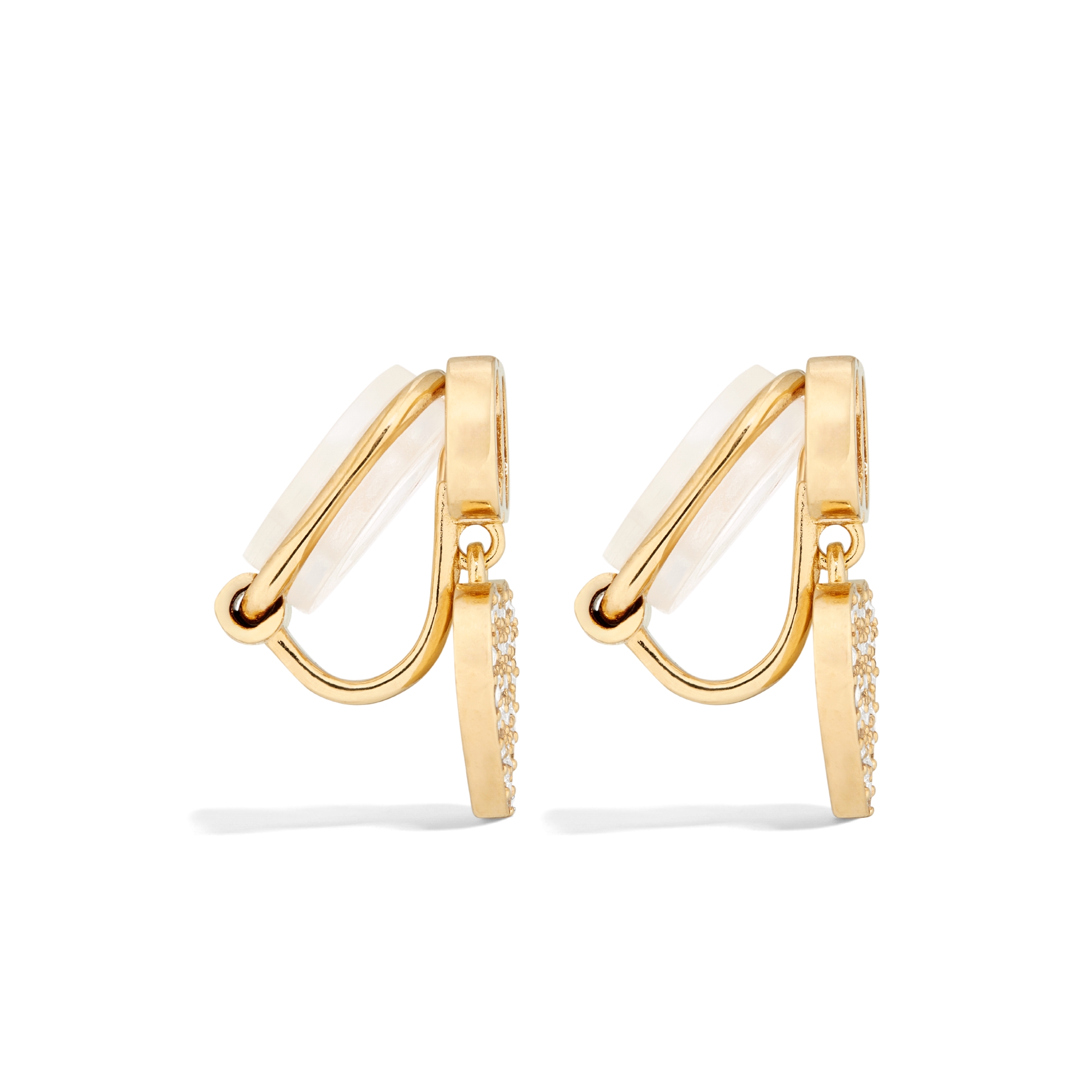 Clair D Lune 夹式耳环 金色饰面金属和银色调仿水晶装饰 E02