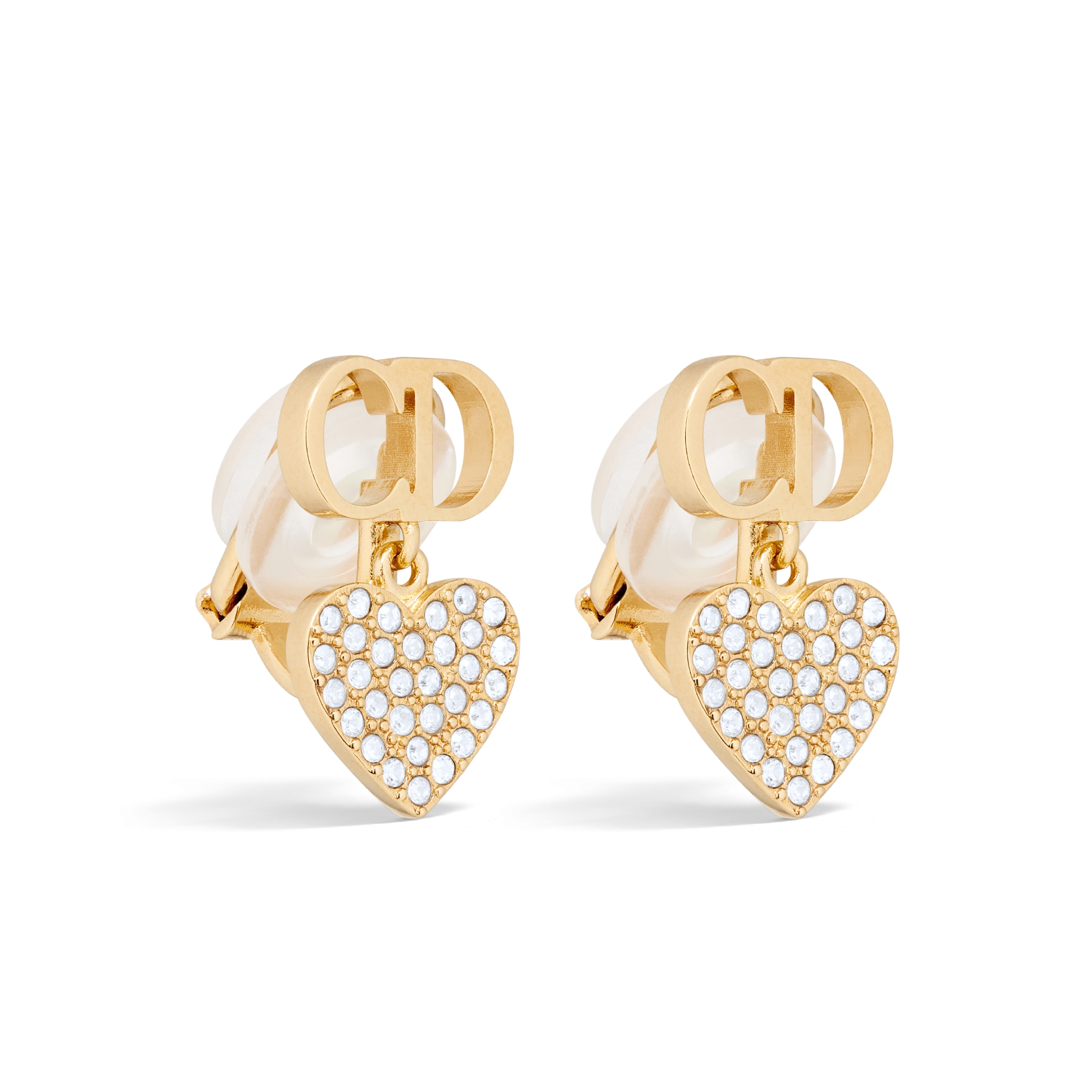 Clair D Lune 夹式耳环 金色饰面金属和银色调仿水晶装饰 E03