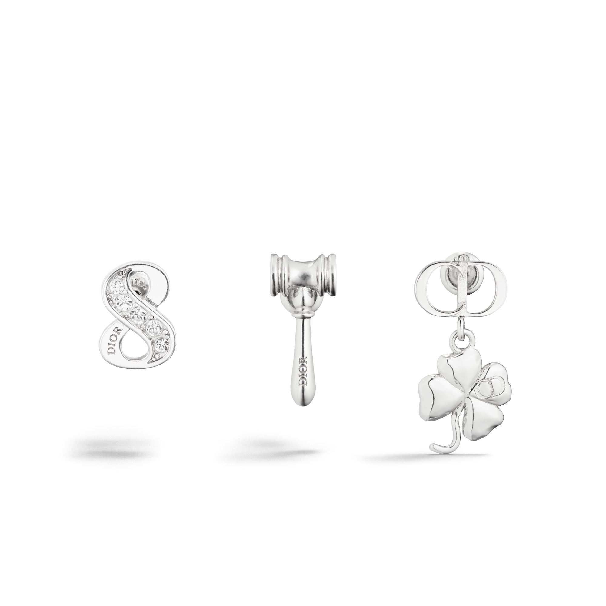 Knock on Wood 耳环套装 银色饰面铜合金和白色晶体装饰 E01