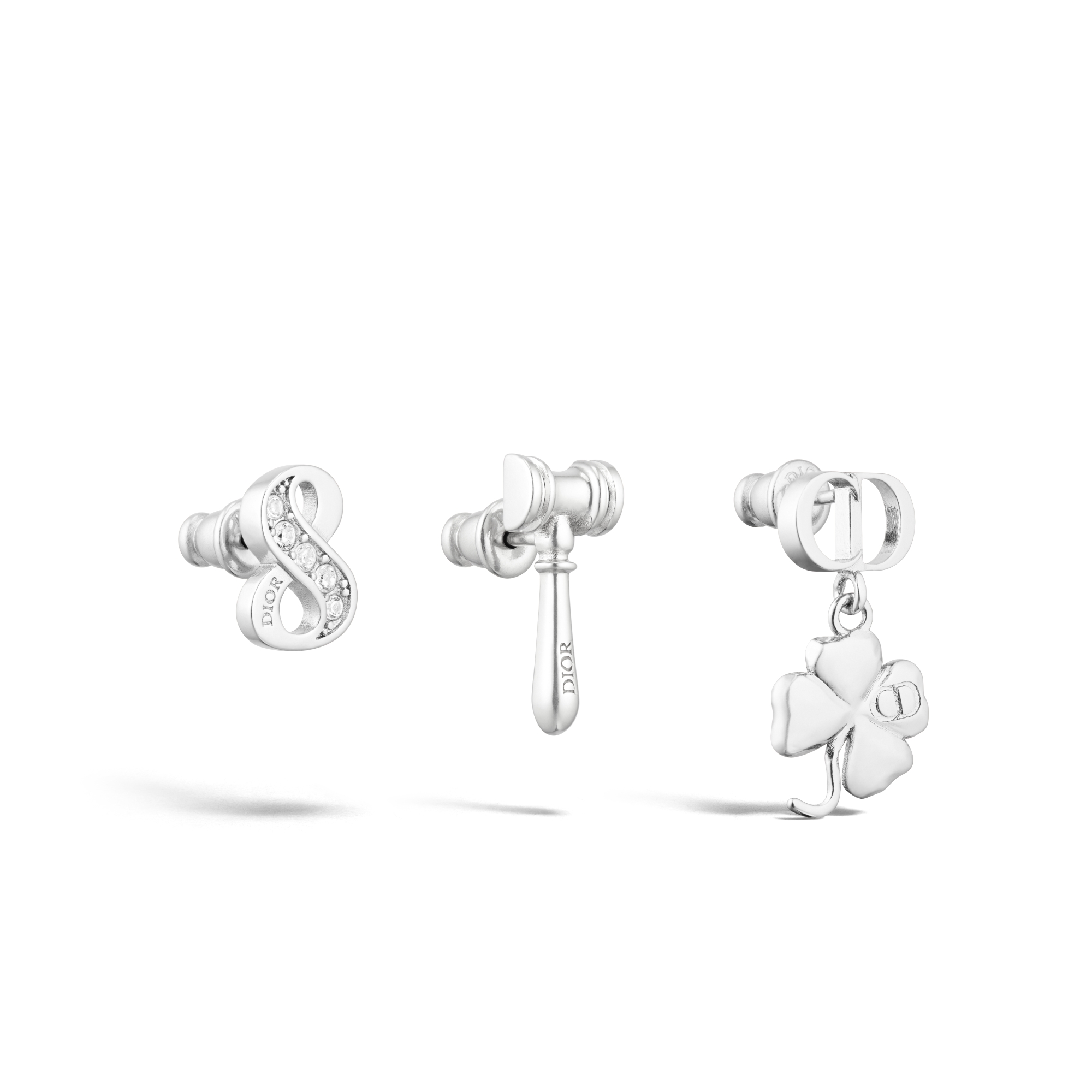 Knock on Wood 耳环套装 银色饰面铜合金和白色晶体装饰 E03