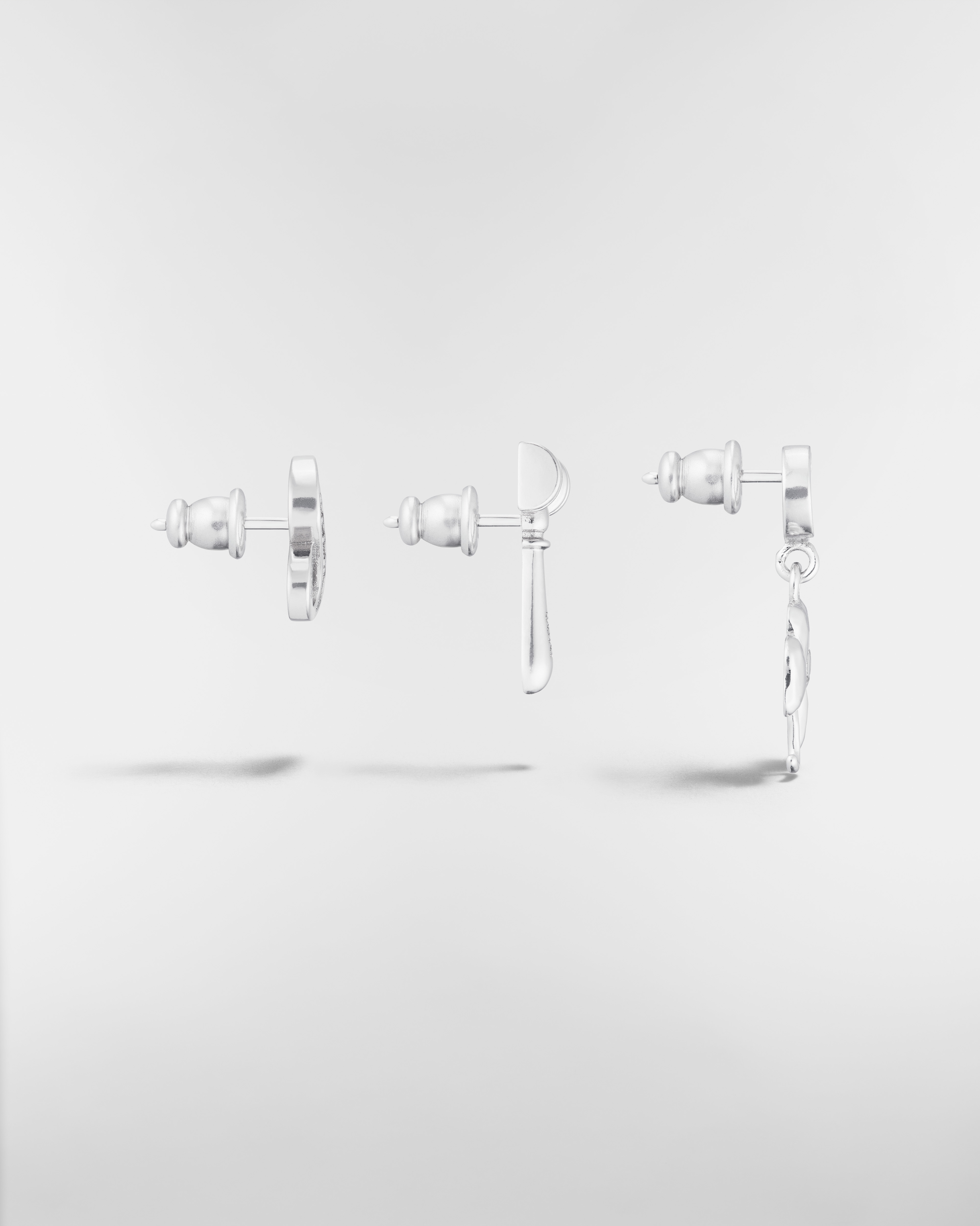 Knock on Wood 耳环套装 银色饰面铜合金和白色晶体装饰 E02