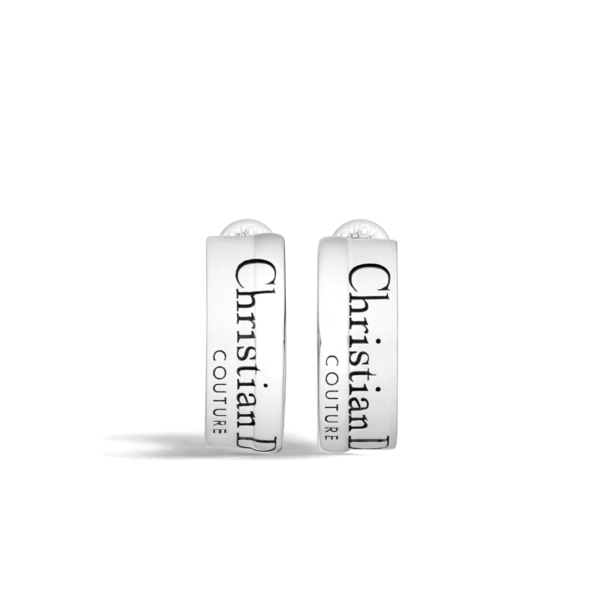 Christian Dior Couture Cut 系列耳环 银质和黑色人工树脂 E01