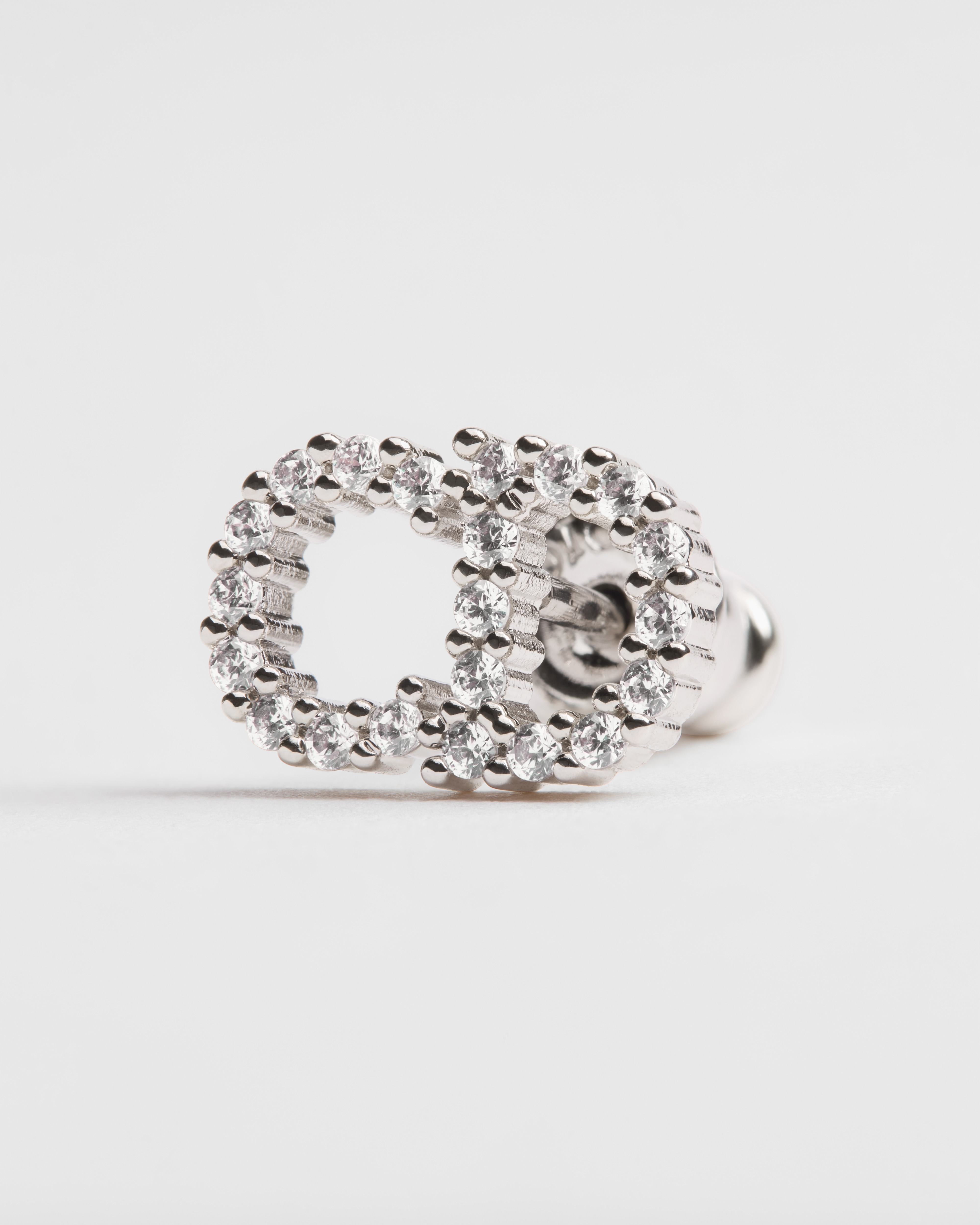 Clair D Lune 耳环 银色饰面金属和闪亮晶体装饰 E09