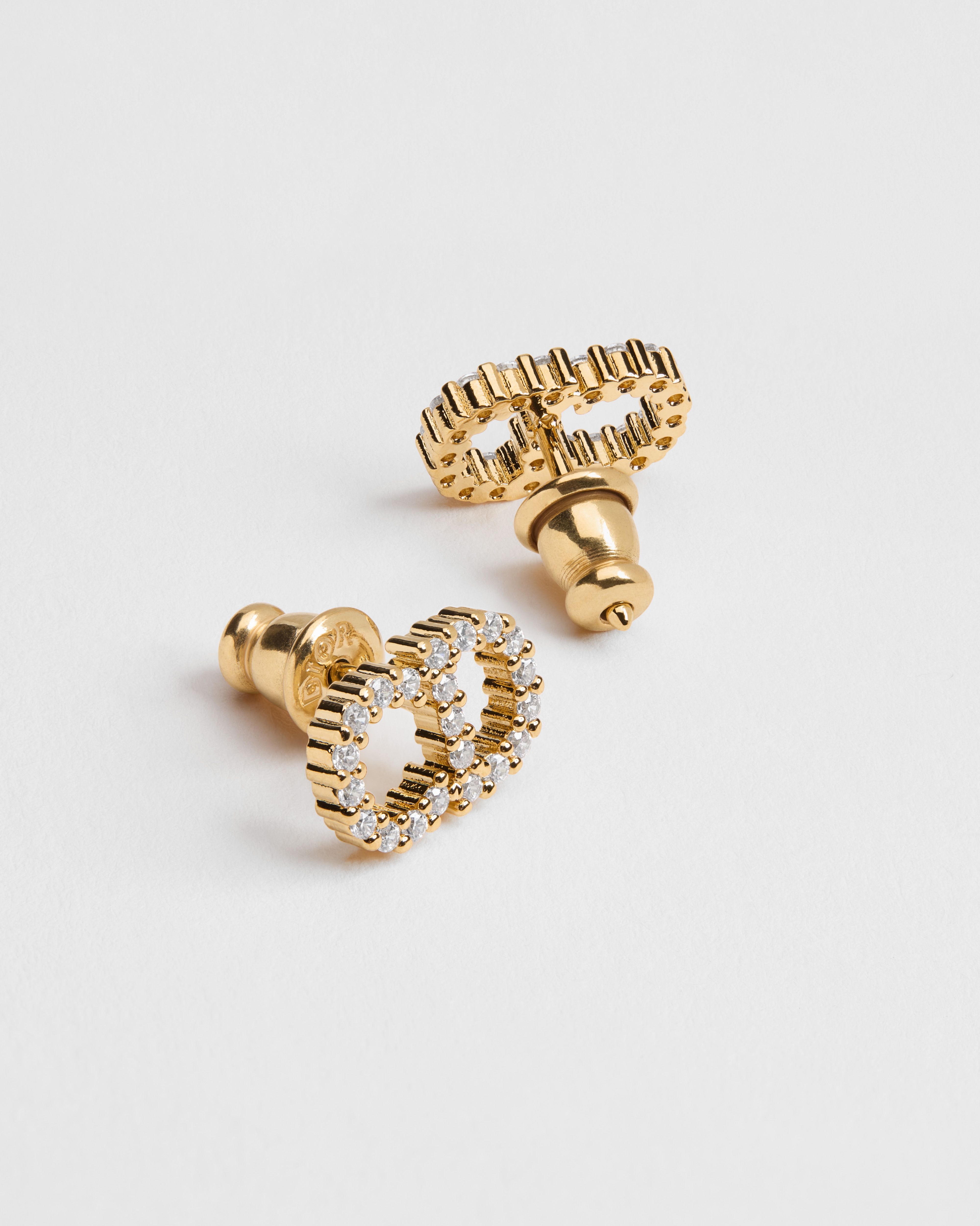 Clair D Lune 耳环 金色饰面金属和闪亮晶体装饰 E06